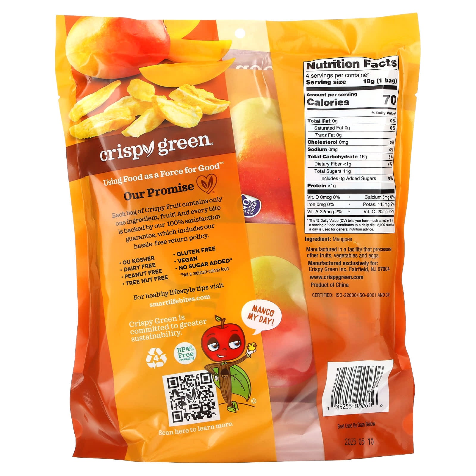 Crispy Freeze-Dried Mango Snacks, 4 Pack, 0.63 oz Each - Image 2