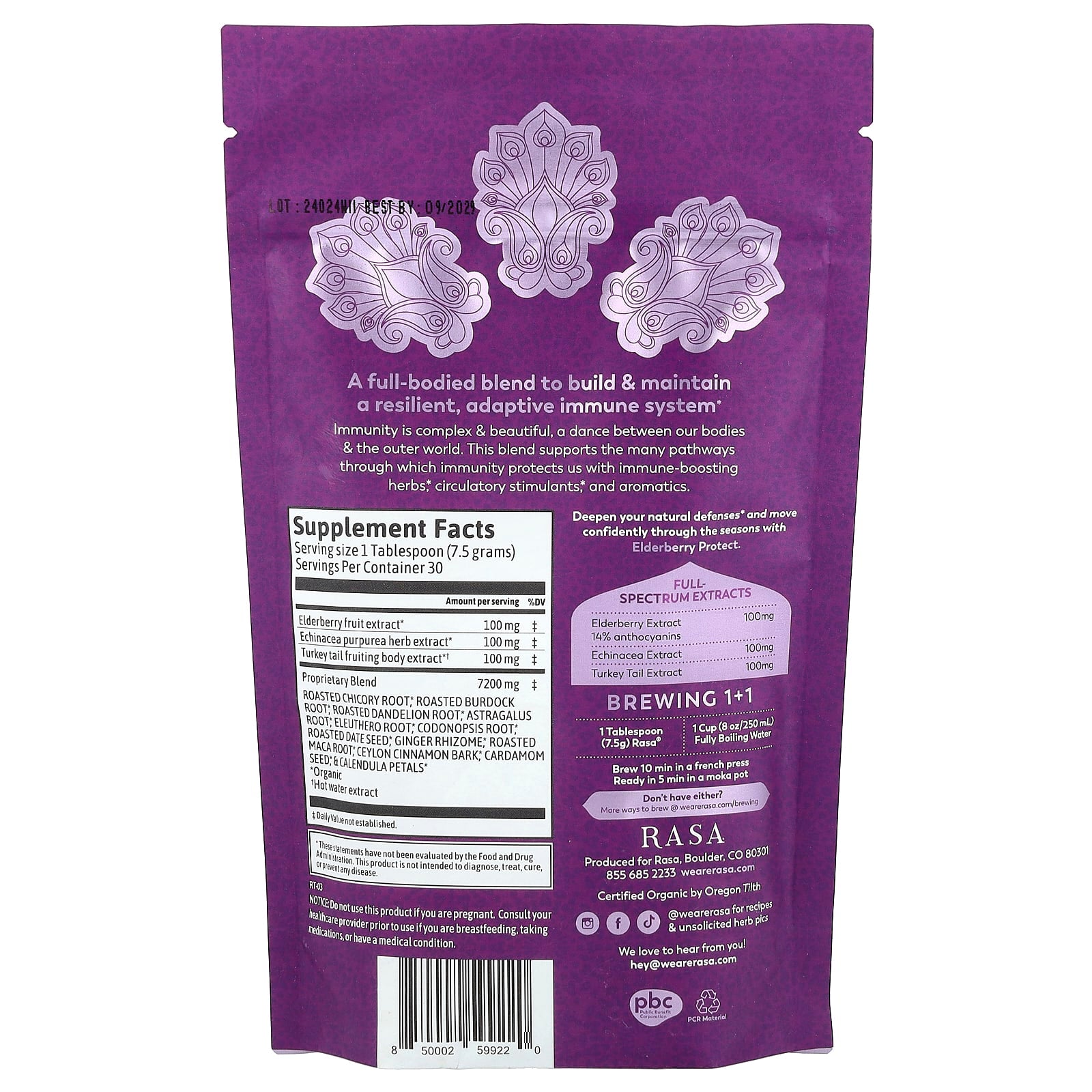 Rasa, Adaptogenic Immune Tonic, Elderberry Protect, 8 oz (226 g) - Image 2