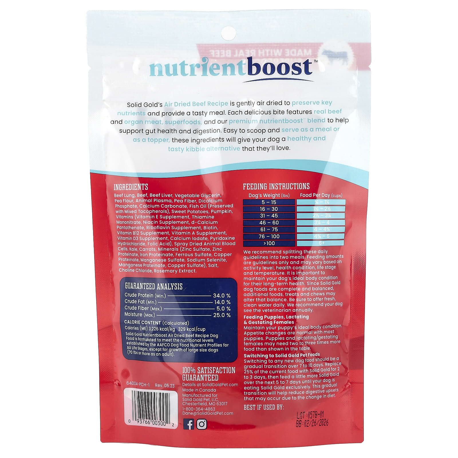 Solid Gold, Air Dried Meal or Topper, For Dogs, Beef Recipe, 4 oz (113 g) - Image 2
