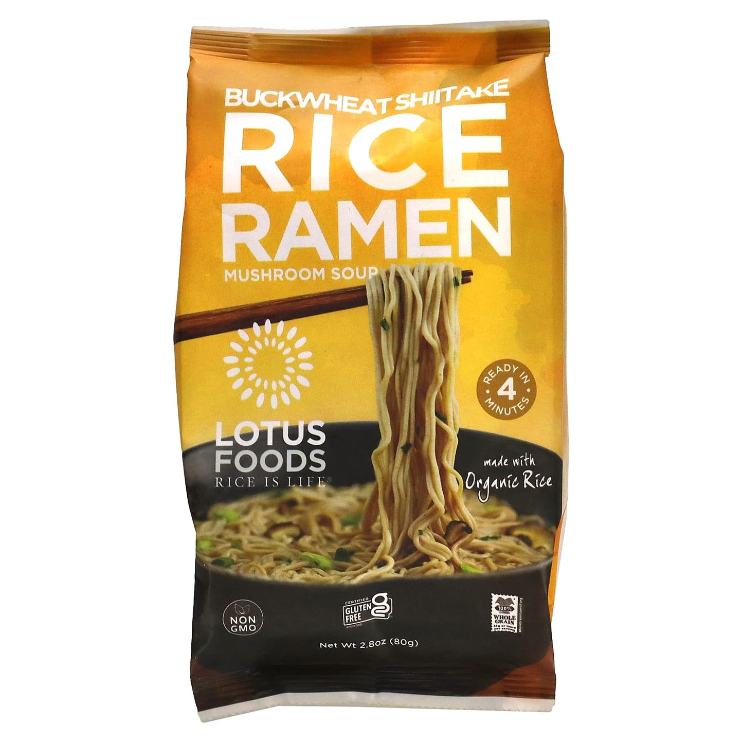 Lotus Foods, Buckwheat Shiitake Rice Ramen, Mushroom Soup, 2.8 oz (80 g) - Image 1