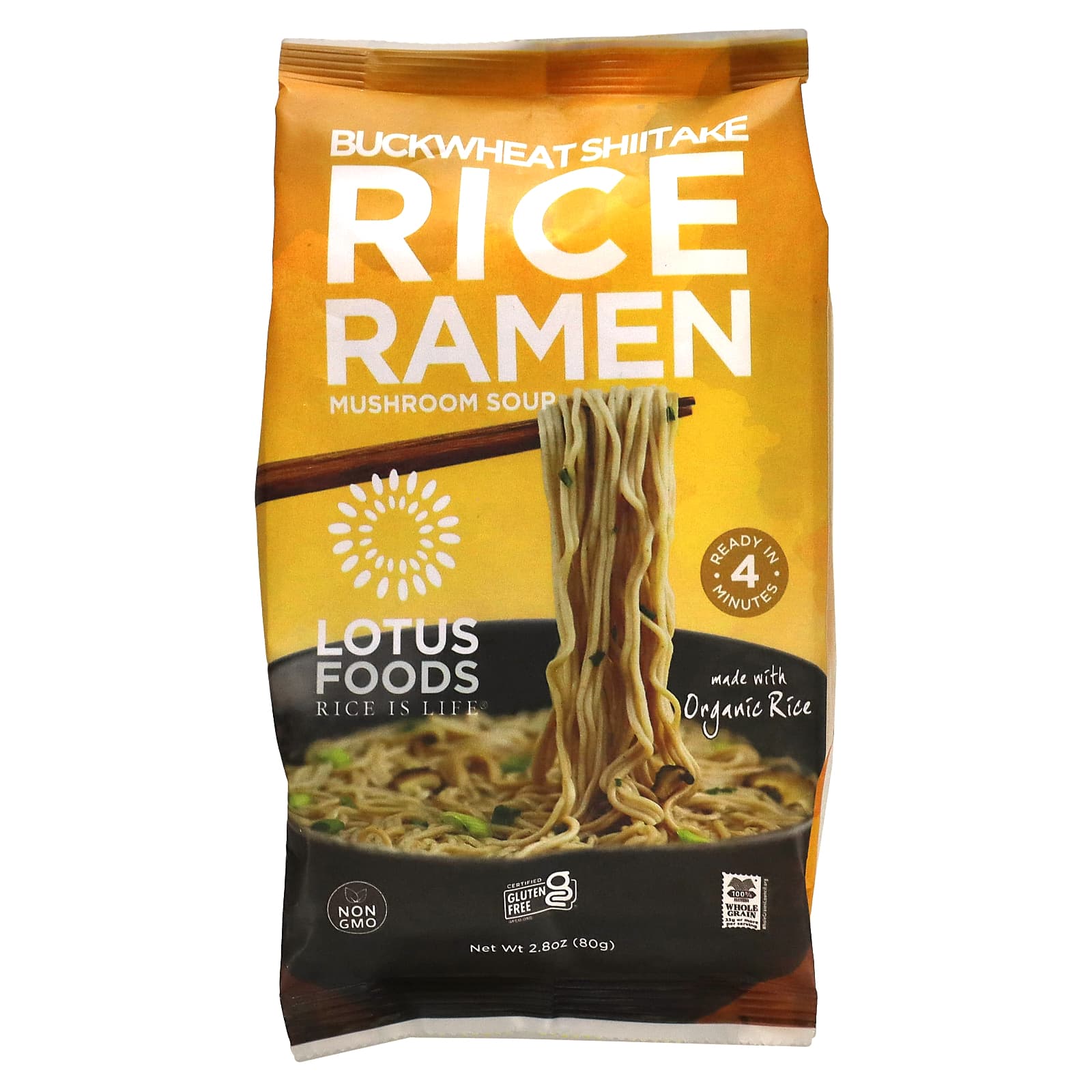Lotus Foods, Buckwheat Shiitake Rice Ramen, Mushroom Soup, 2.8 oz (80 g) - Image 1