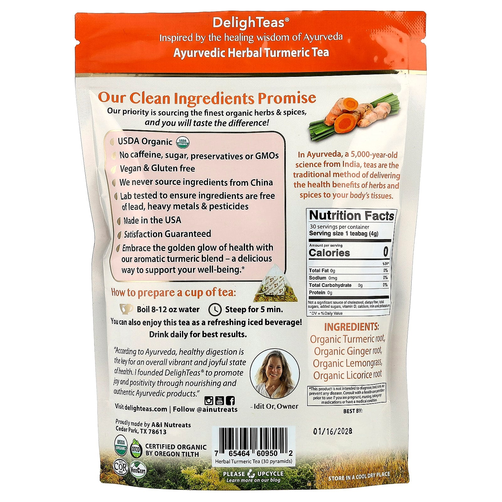 Ayurvedic Turmeric Tea | USDA Organic & Caffeine Free - Image 2