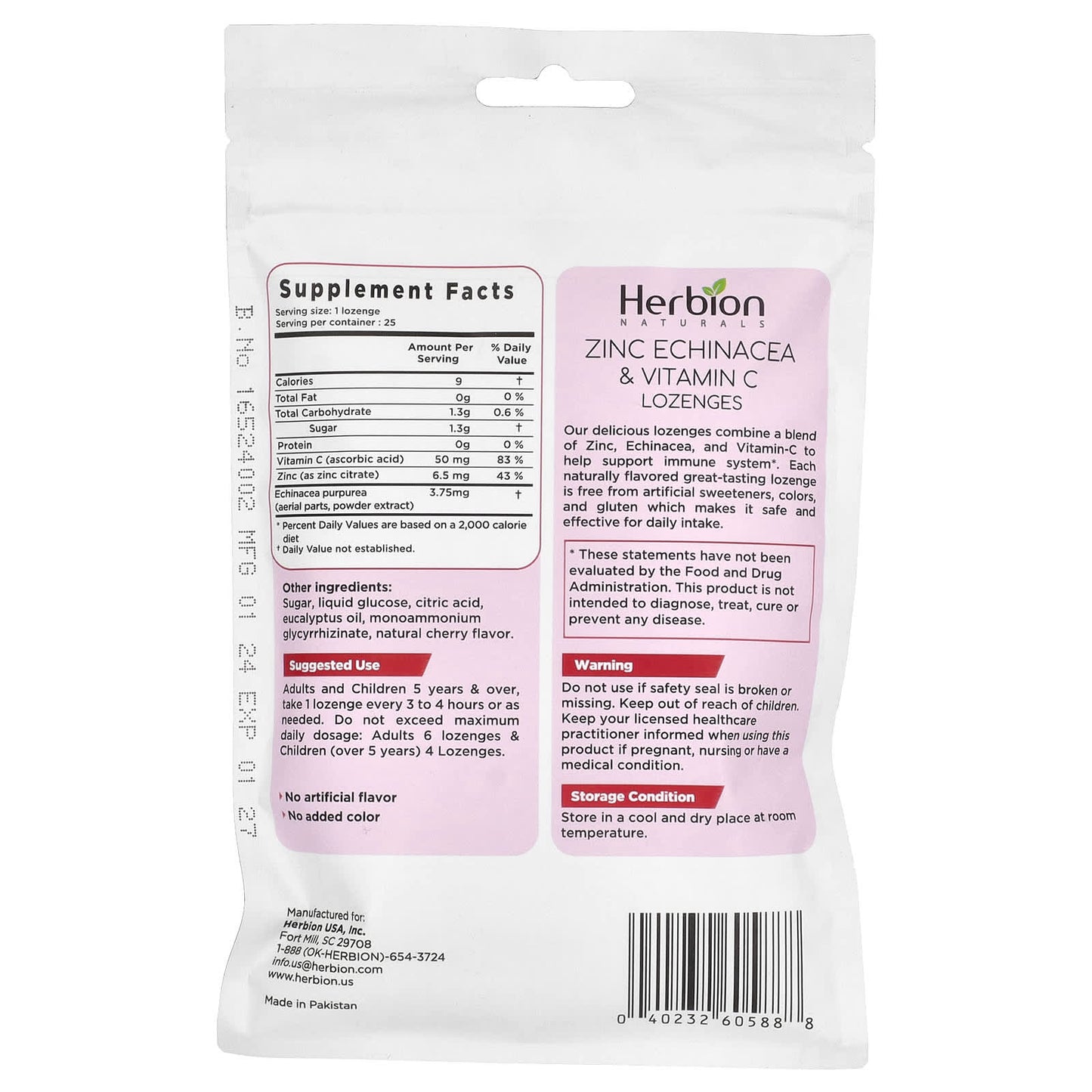 Herbion Naturals Zinc Echinacea Lozenges for Immune Support - Image 2