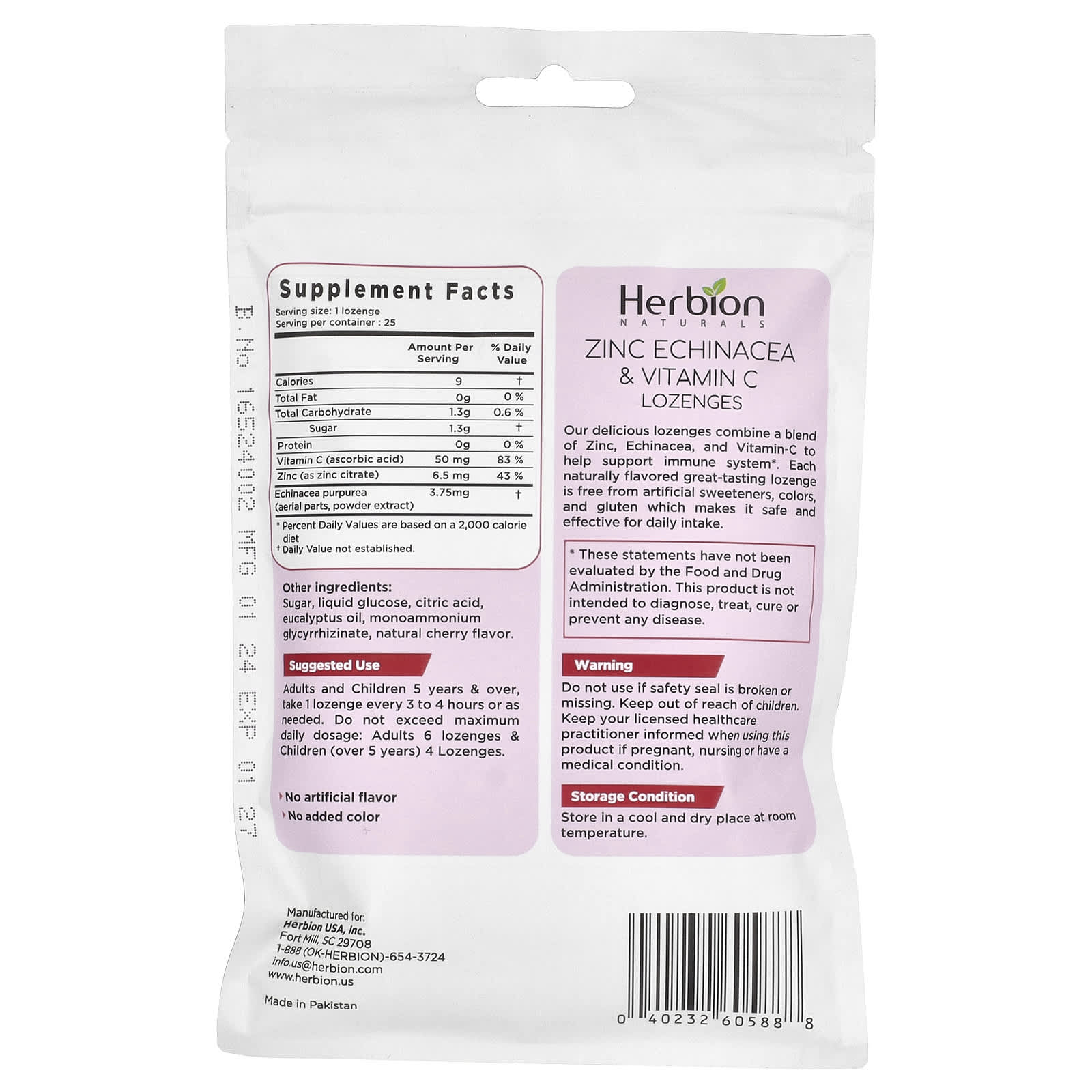 Herbion Naturals Zinc Echinacea Lozenges for Immune Support - Image 2