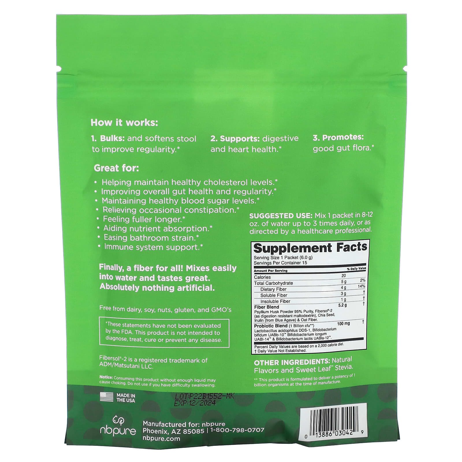 NB Pure, Daily Multi-Fiber, Coconut Lime, 15 Packets, 0.22 oz (6 g) Each - Image 2