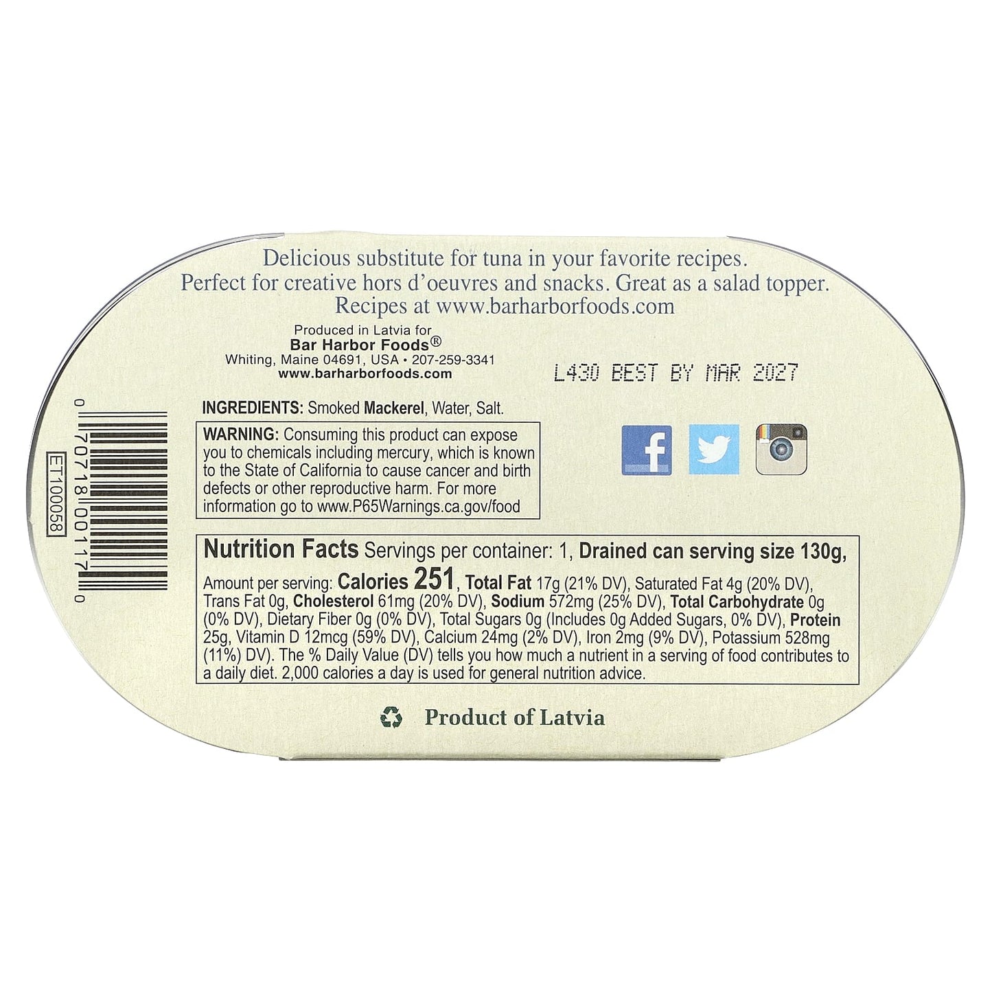 Wild Smoked Mackerel Fillets from Bar Harbor - Sustainable Seafood - Image 2