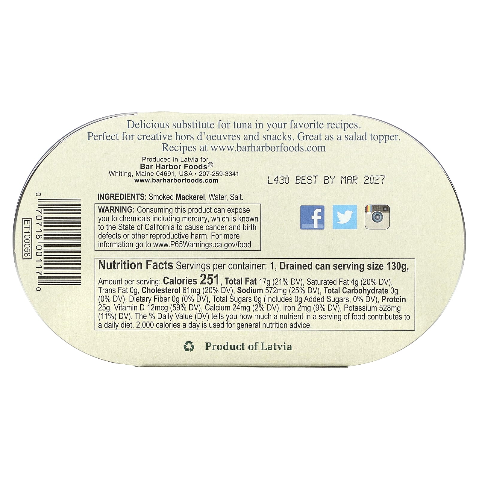 Wild Smoked Mackerel Fillets from Bar Harbor - Sustainable Seafood - Image 2