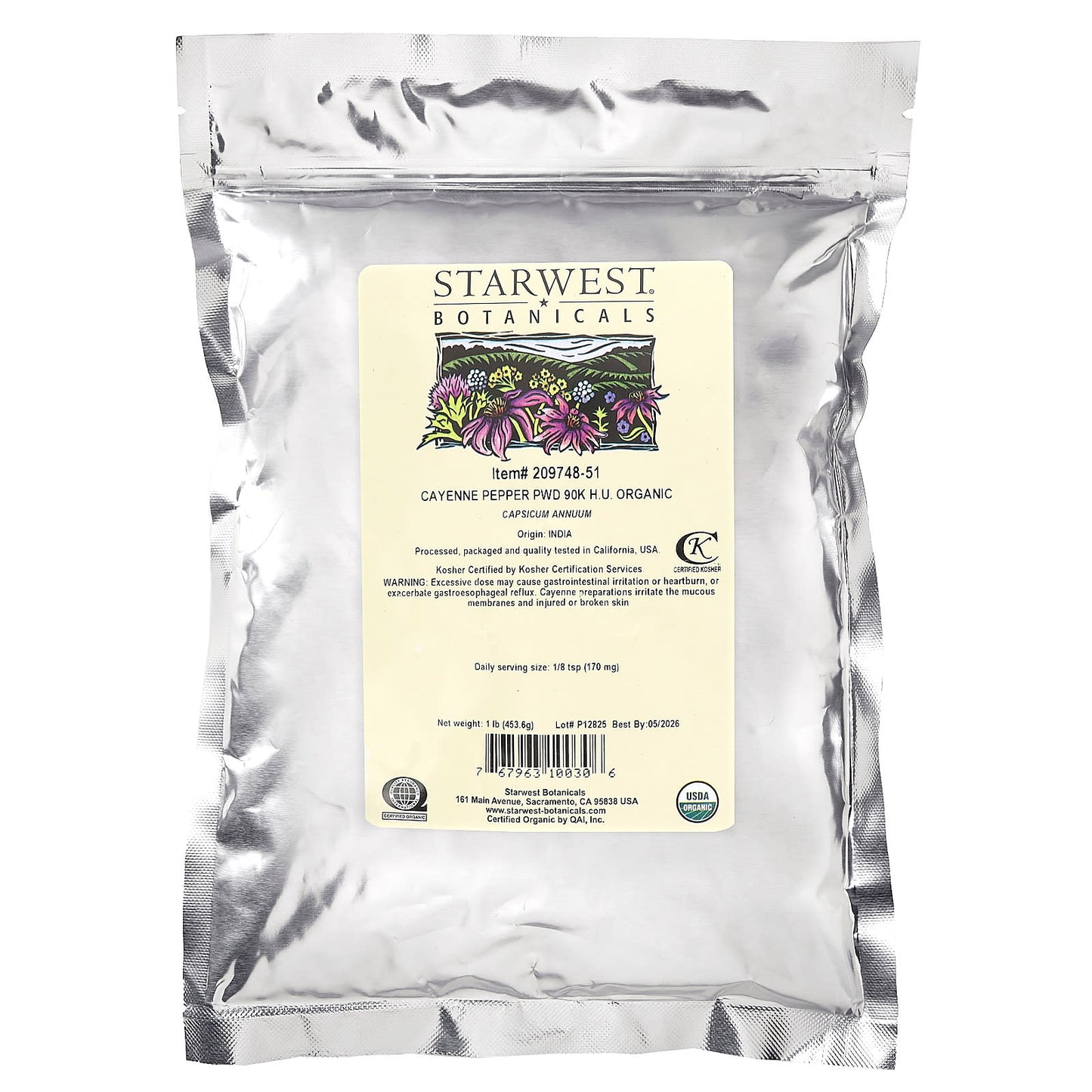 Starwest Botanicals, Organic Cayenne Pepper Powder 90K H.U., 1 lb (453.6 g) - Image 2