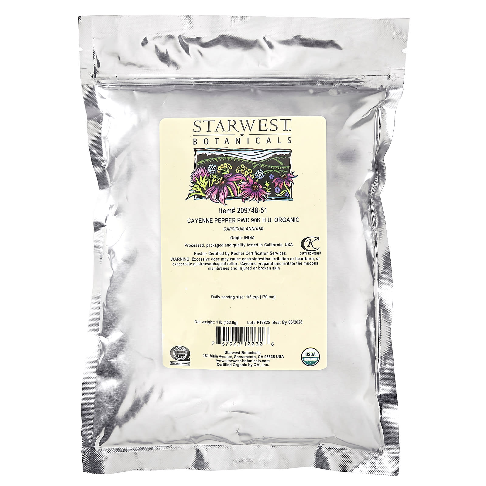 Starwest Botanicals, Organic Cayenne Pepper Powder 90K H.U., 1 lb (453.6 g) - Image 2