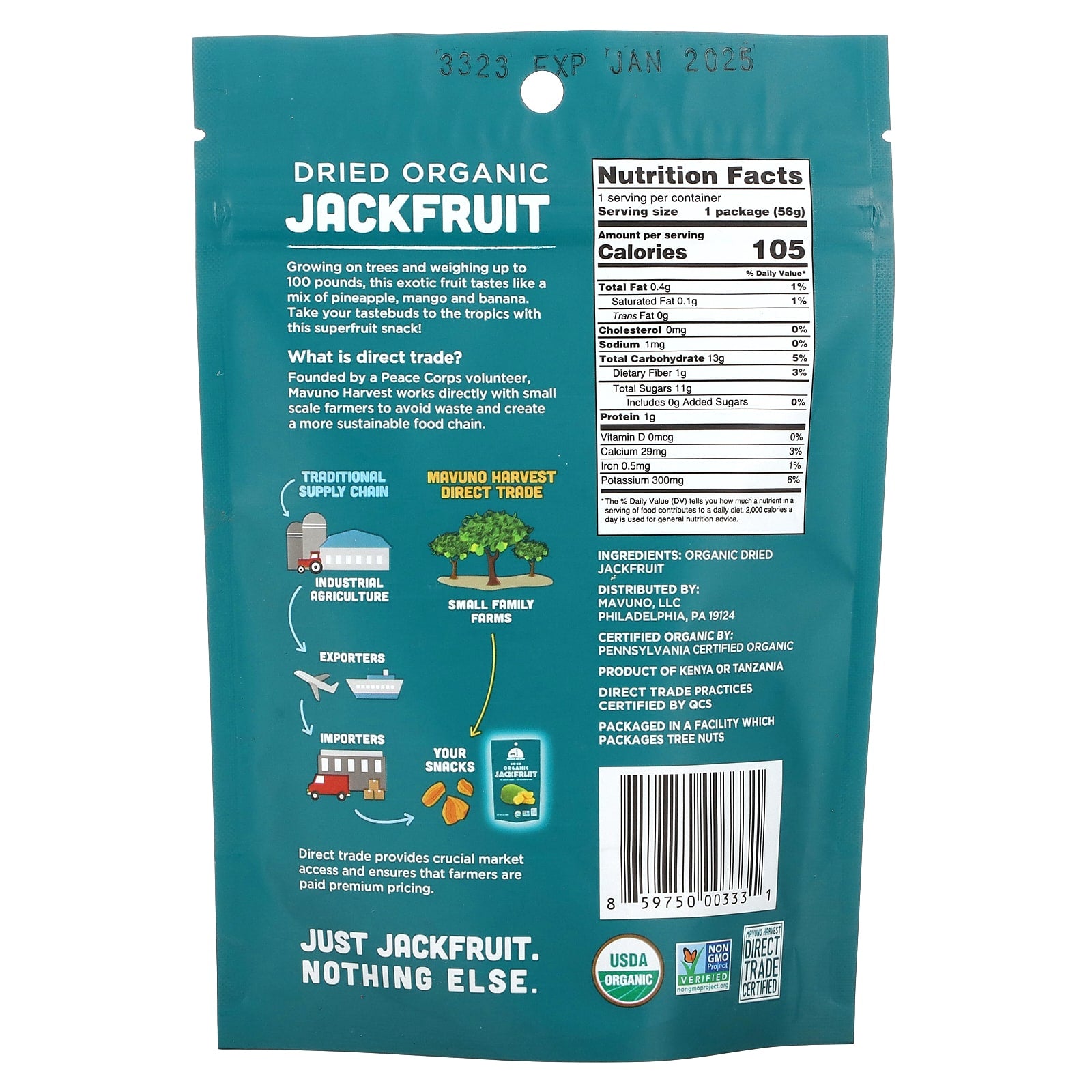 Mavuno Harvest, Organic Dried Jackfruit, 2 oz (56 g) - Image 2