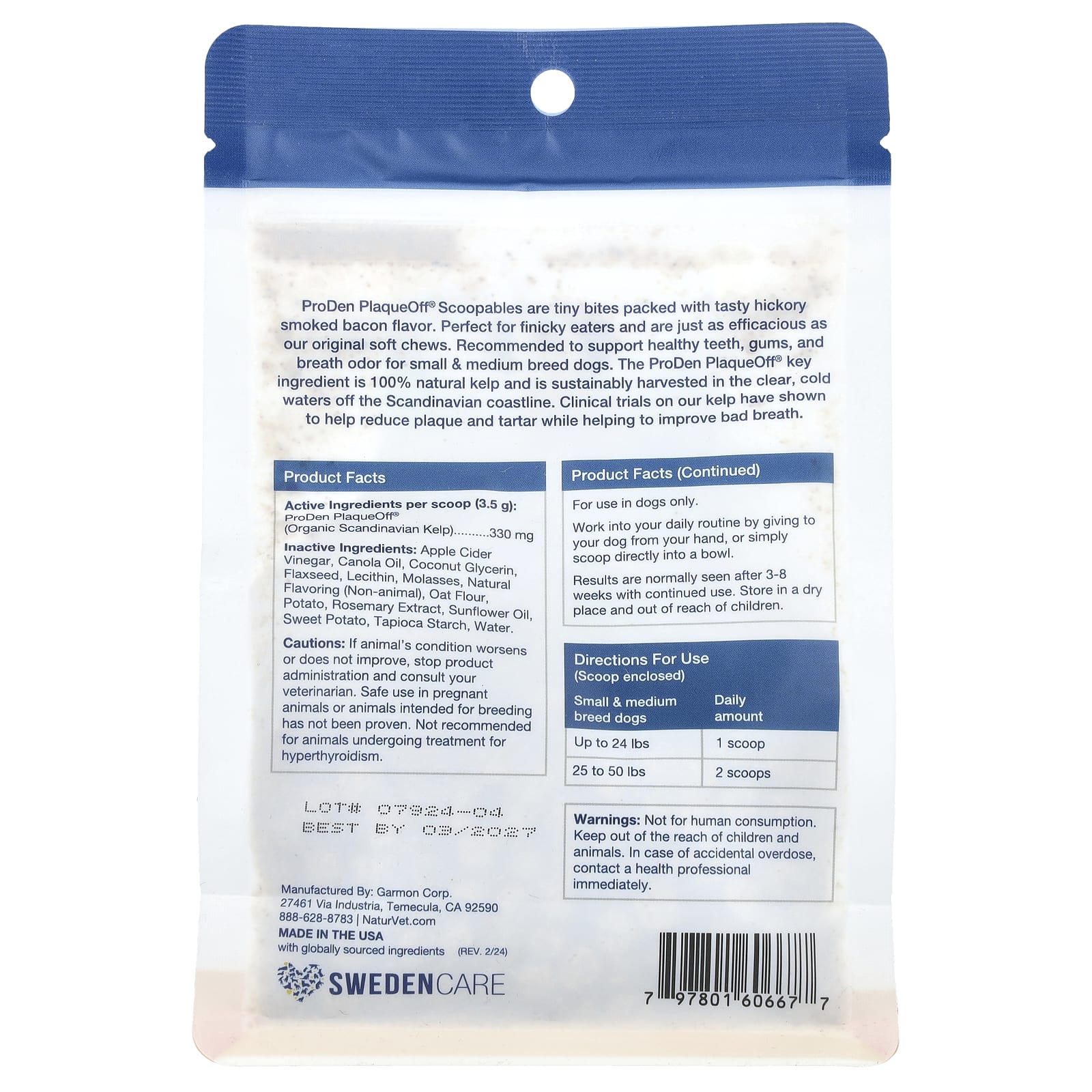 NaturVet, ProDen PlaqueOff® Scoopables, For Small & Medium Breed Dogs, Hickory Smoked Bacon, 5.5 oz (157.5 g) - Image 2