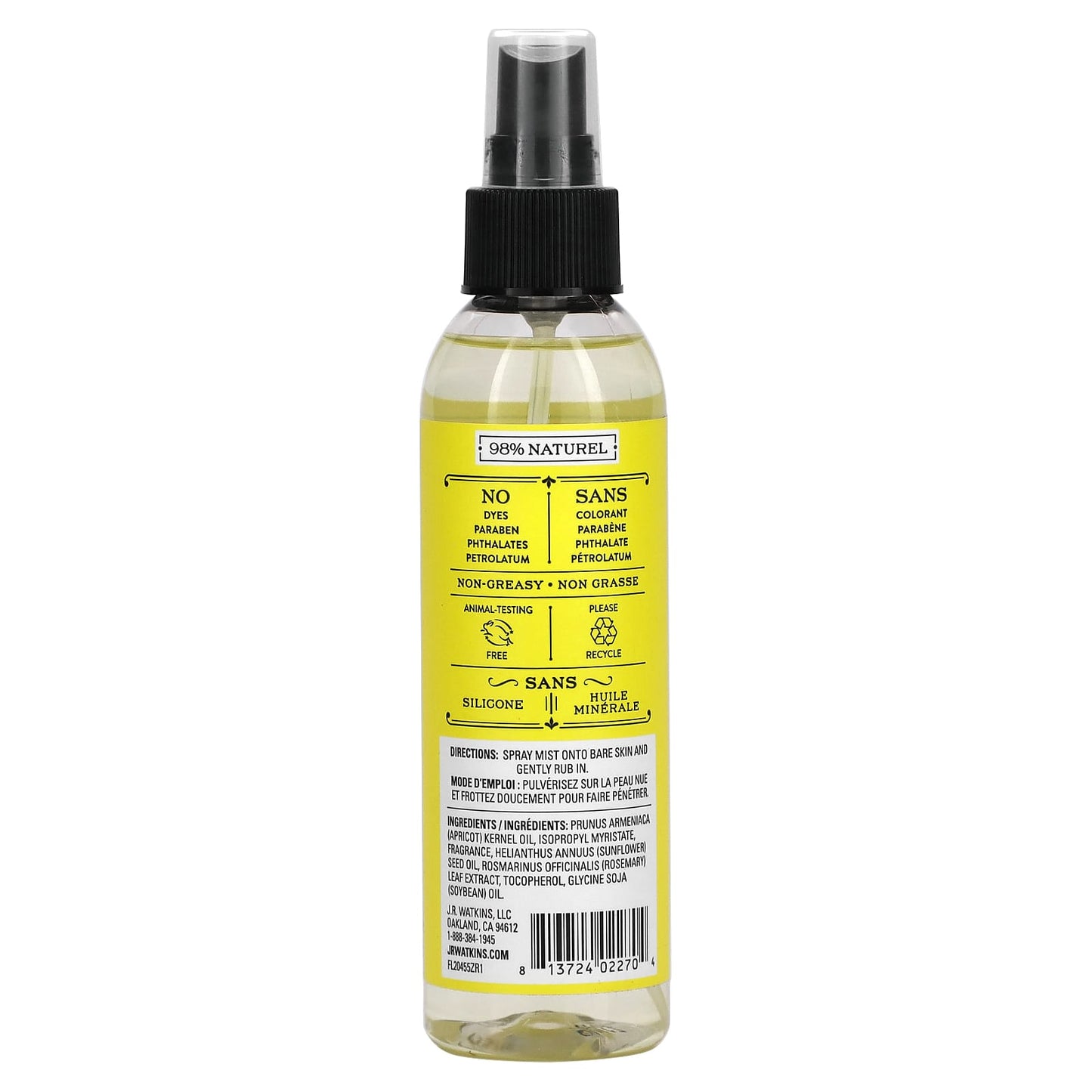 Natural Lemon Body Oil Mist by J R Watkins, 6 fl oz - Image 2