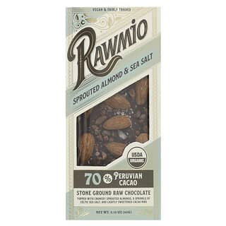 Rawmio Sprouted Almond & Sea Salt Stone Ground Raw Chocolate, 70% Peruvian Cacao