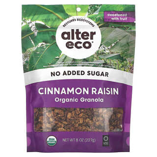 Alter Eco Organic Cinnamon Raisin Granola, 8oz, USDA Organic, No Added Sugar