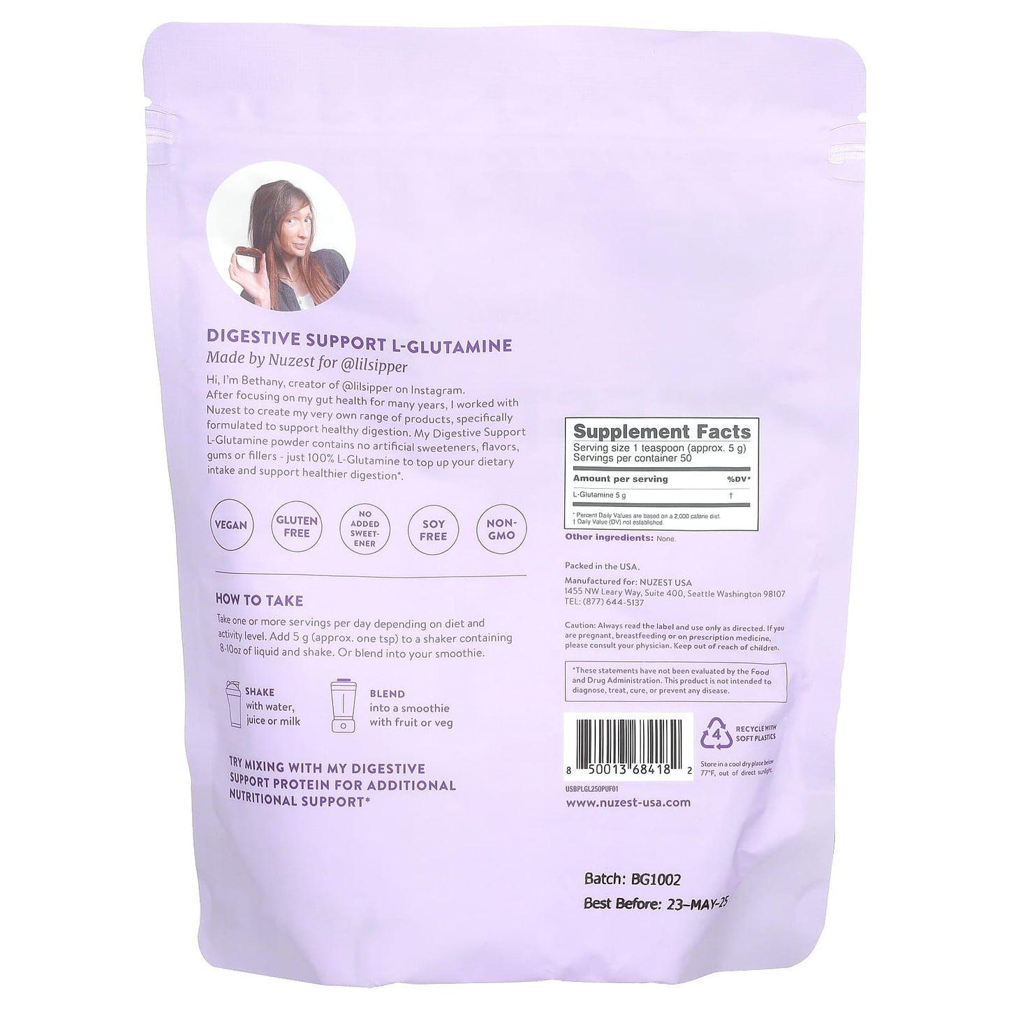 Nuzest, Digestive Support L-Glutamine, 8.8 oz (250 g) - Image 2