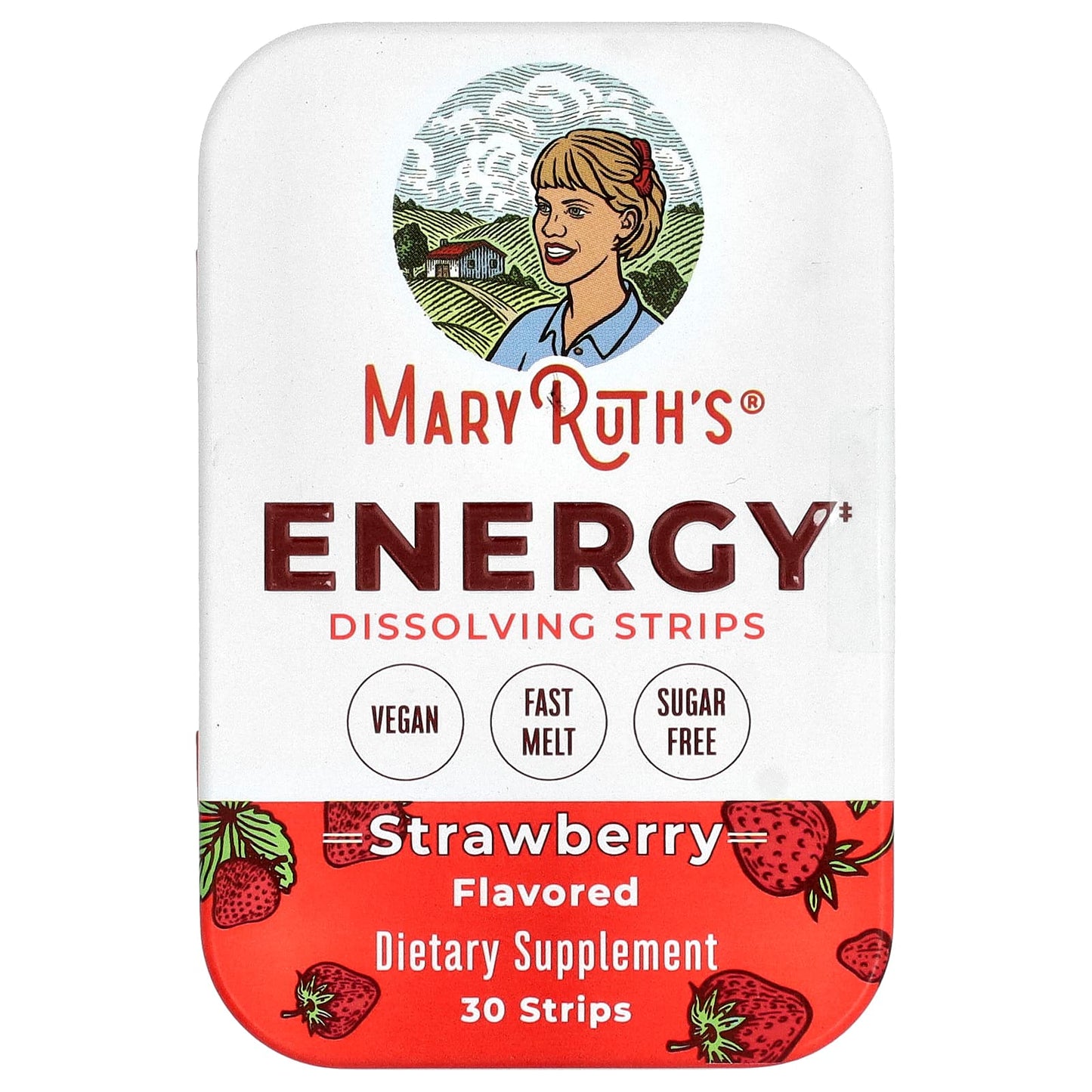 MaryRuth's, Energy Dissolving Strips, Strawberry, 30 Strips - Image 1
