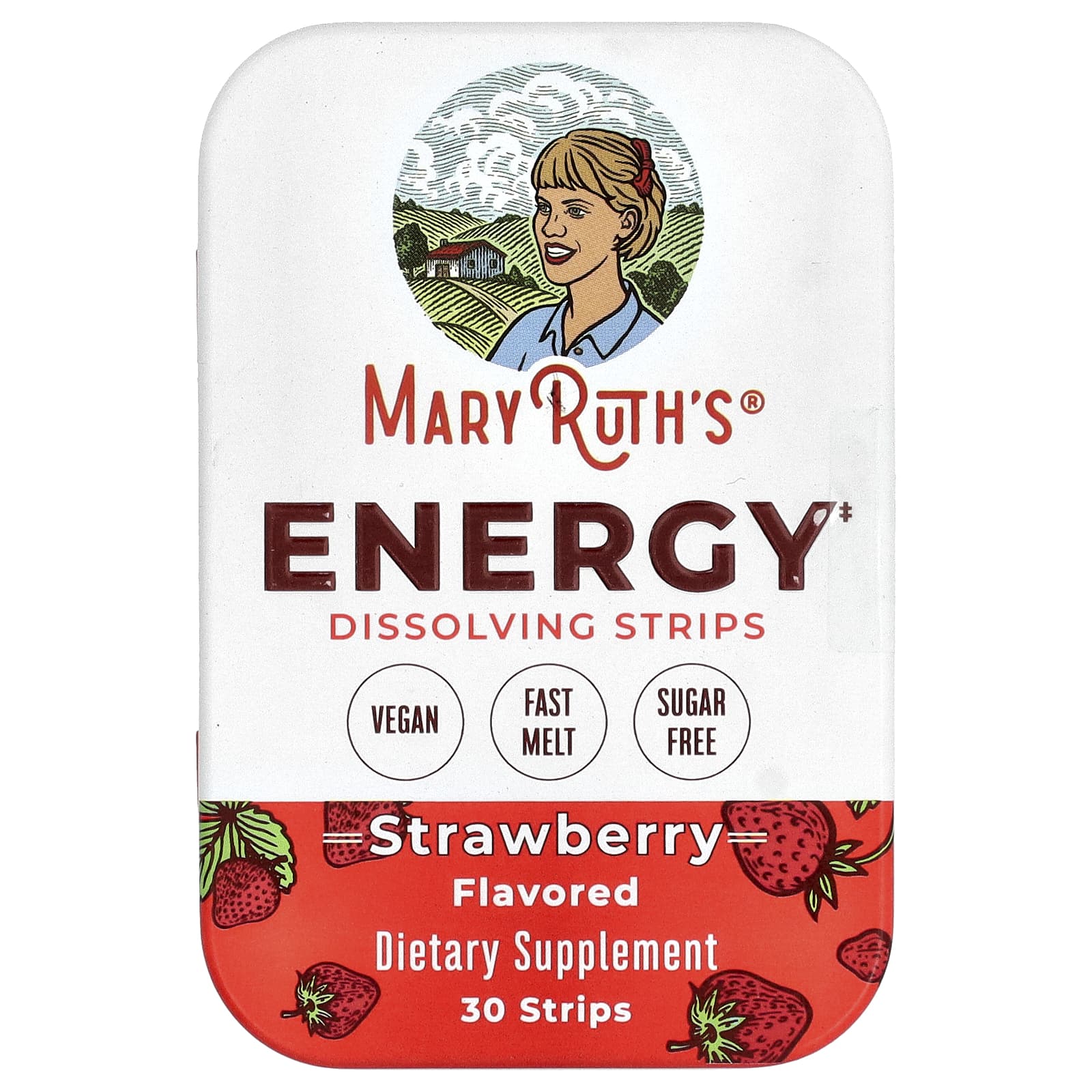 MaryRuth's, Energy Dissolving Strips, Strawberry, 30 Strips - Image 1