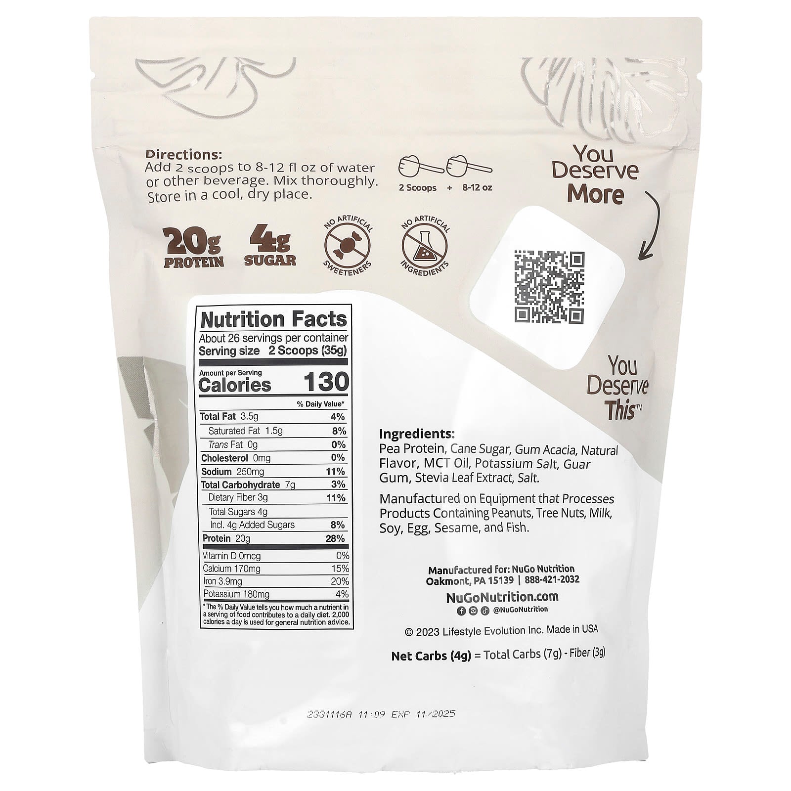 NuGo Nutrition, Plant Protein, Vanilla, 2 lbs (907 g) - Image 2