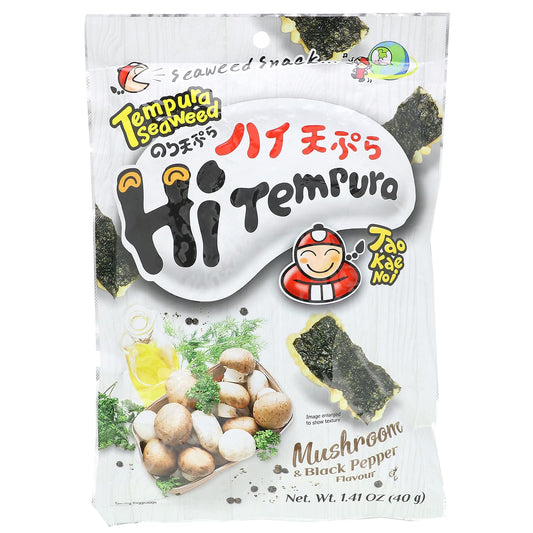 Tao Kae Noi, HiTempura Seaweed Snack, Mushroom & Black Pepper, 1.41 oz (40 g) - Image 1