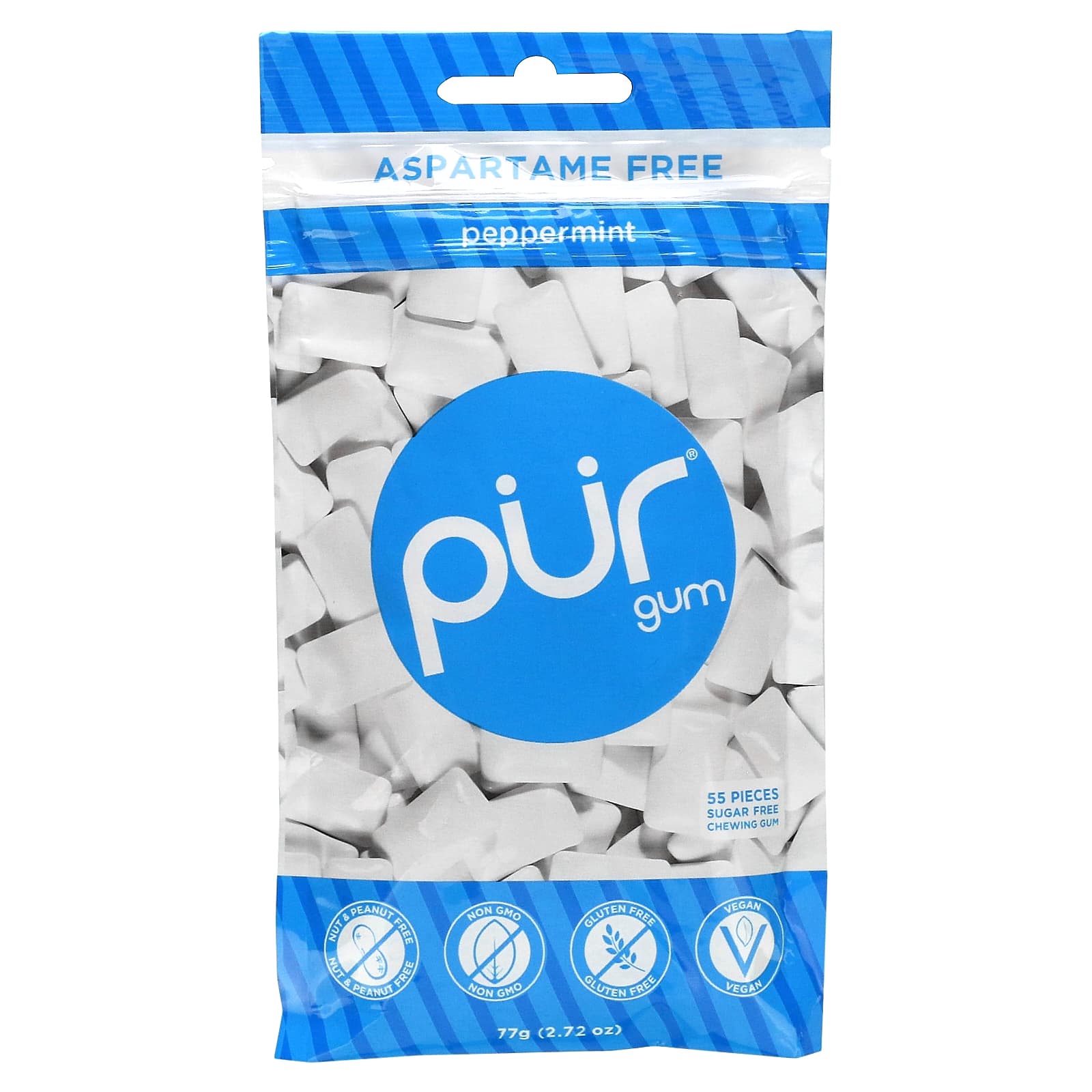 The PUR Company, Chewing Gum, Peppermint, 55 Pieces, 2.72 oz (77 g) - Image 1