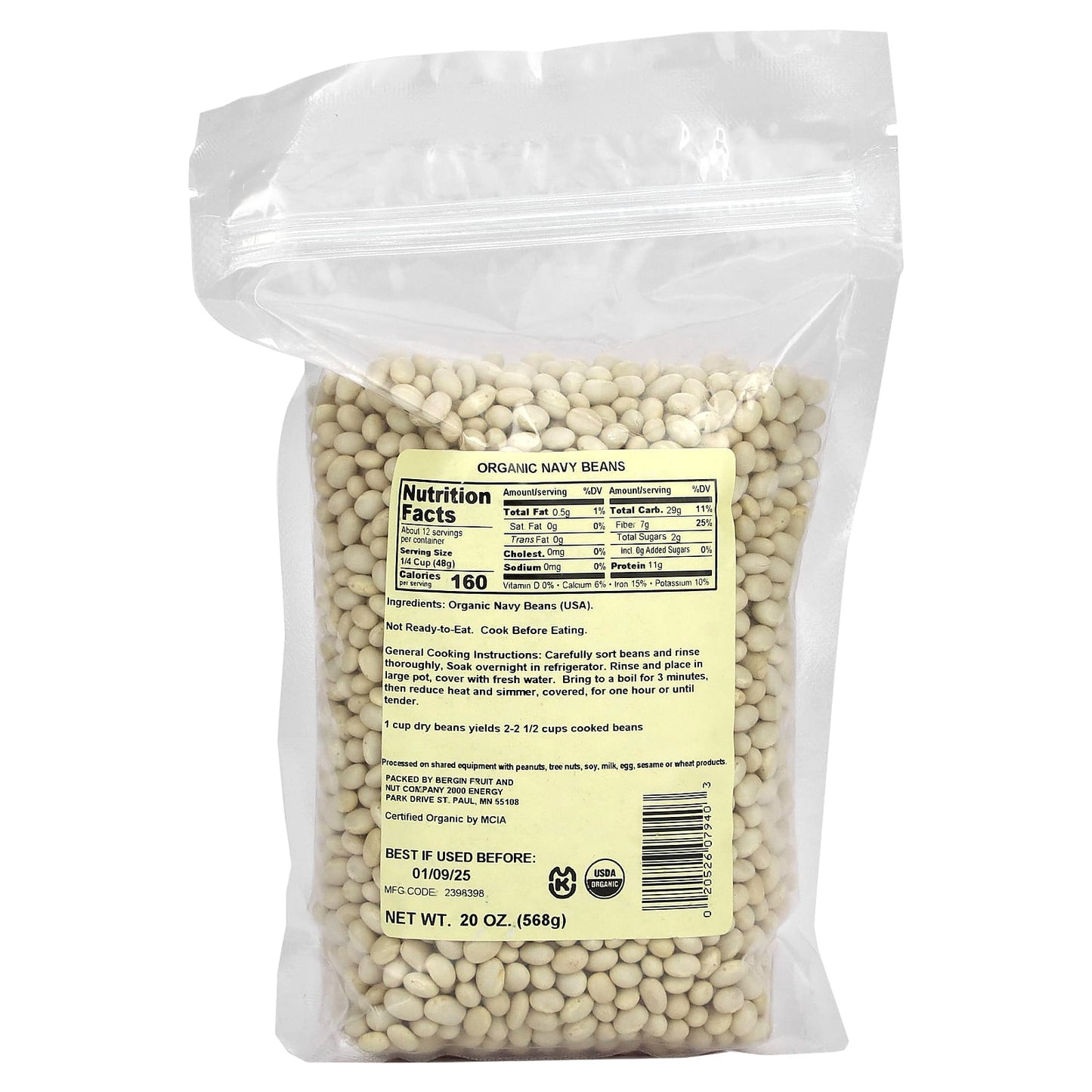 USDA Organic Navy Beans by Bergin Fruit & Nut Company - 20 oz - Image 2