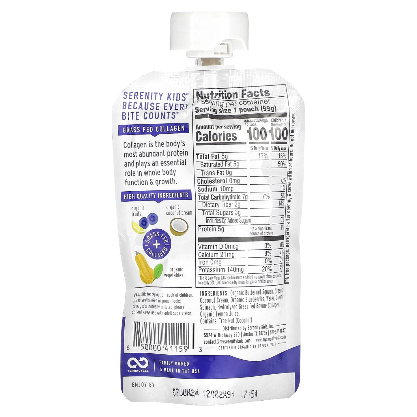 Serenity Kids, Dairy-Free Smoothie + Protein, All Ages 6+ Months, Berry Butternut, 3.5 oz (99 g) - Image 2
