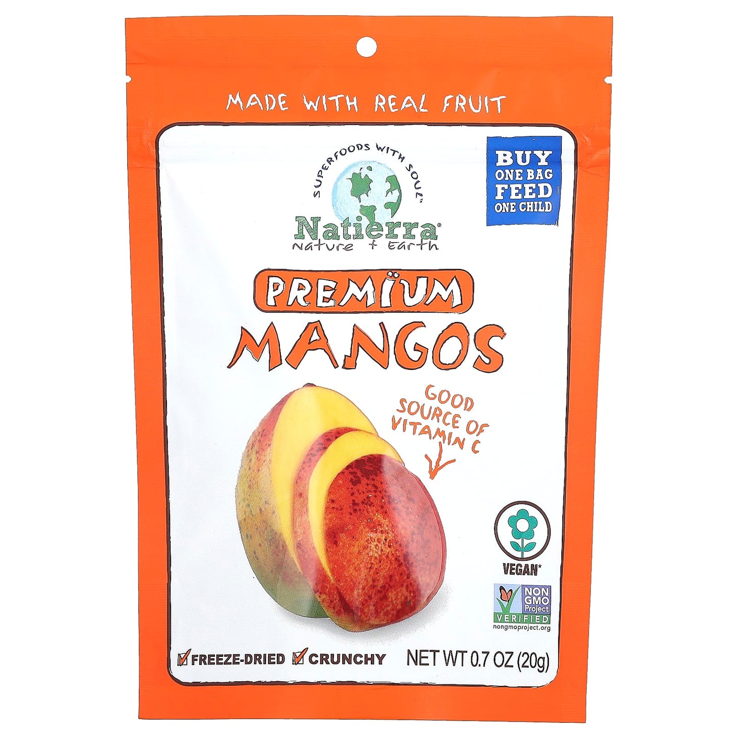 Natierra, Premium Freeze-Dried Mangos, 0.7 oz (20 g) - Image 1