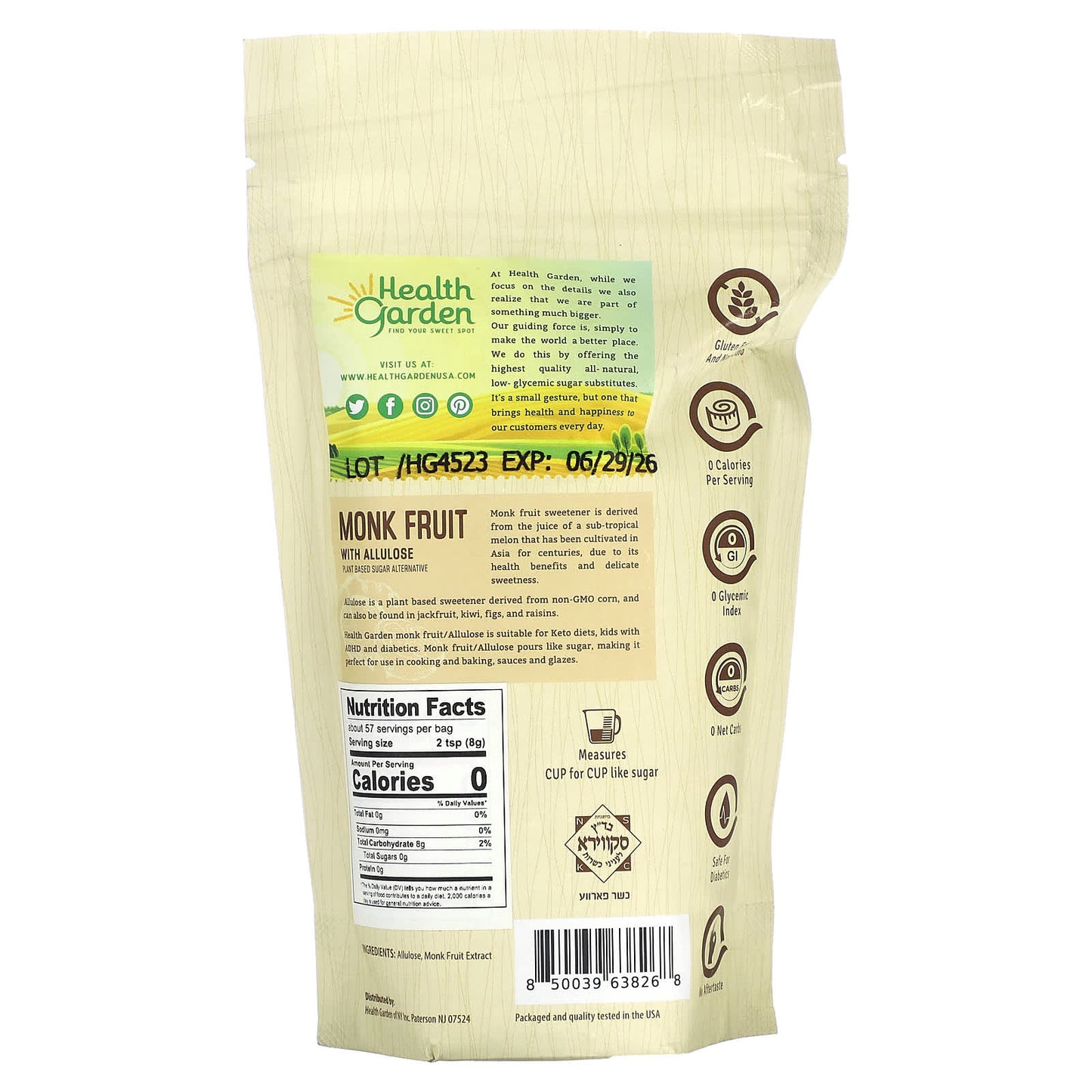 Health Garden Monk Fruit Allulose Sweetener, 16 oz - Image 2