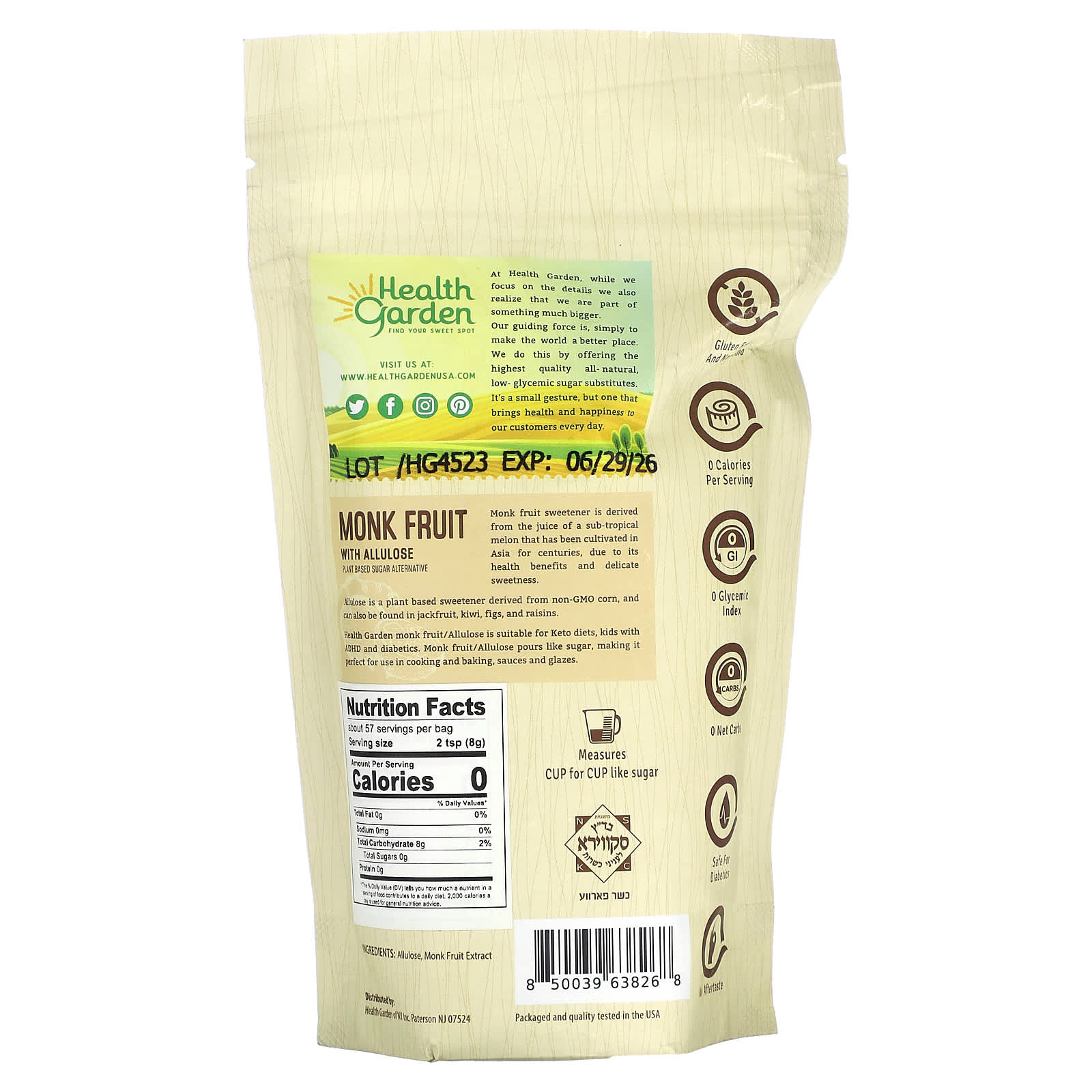 Health Garden Monk Fruit Allulose Sweetener, 16 oz - Image 2