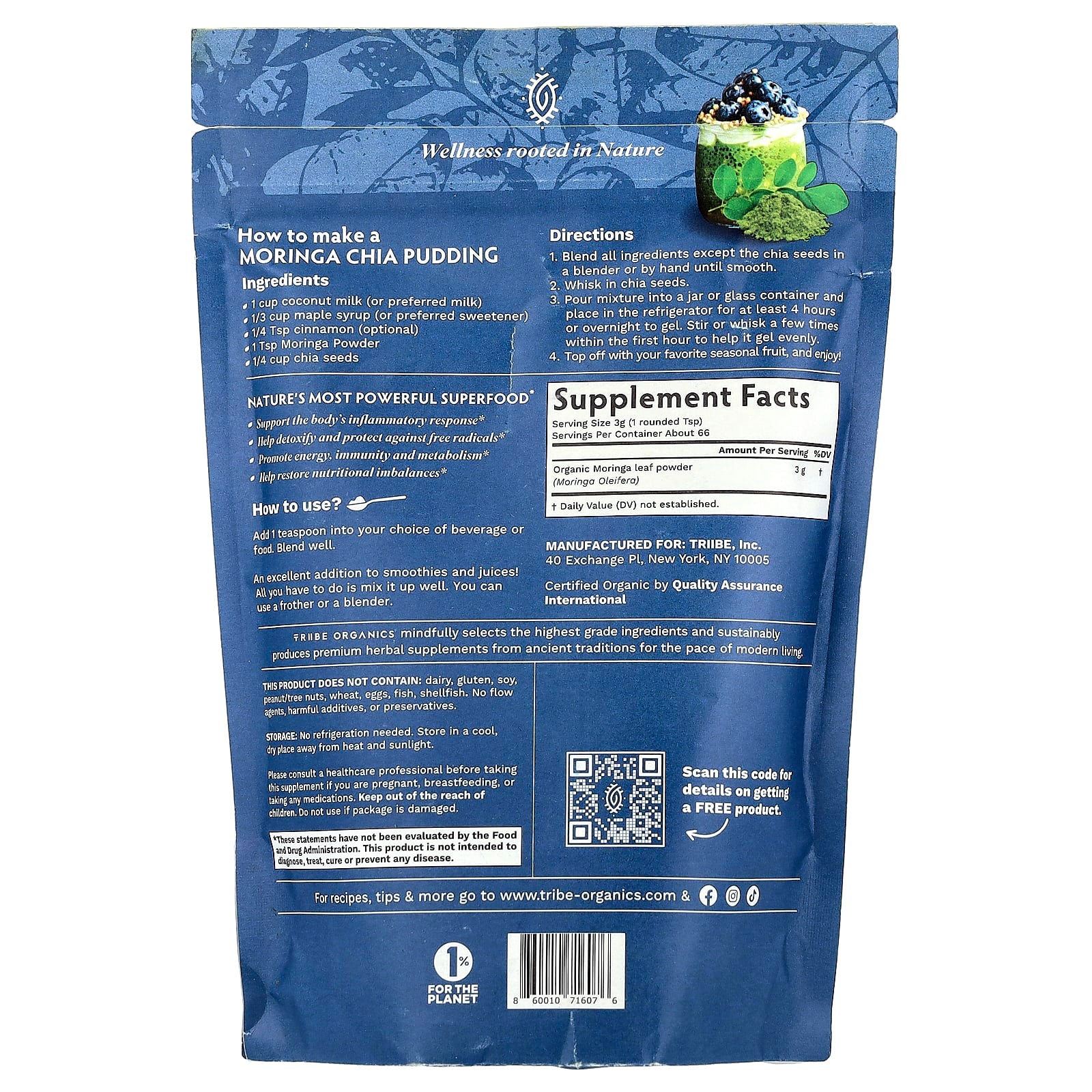 Tribe Organics, Moringa Powder, 7.05 oz (200 g) - Image 2