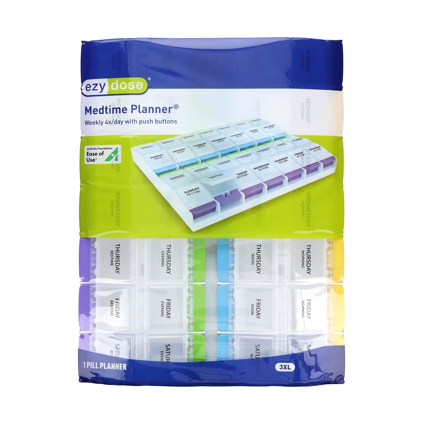 Ezy Dose Weekly Medication Planner with Push Buttons, 3XL - Image 1