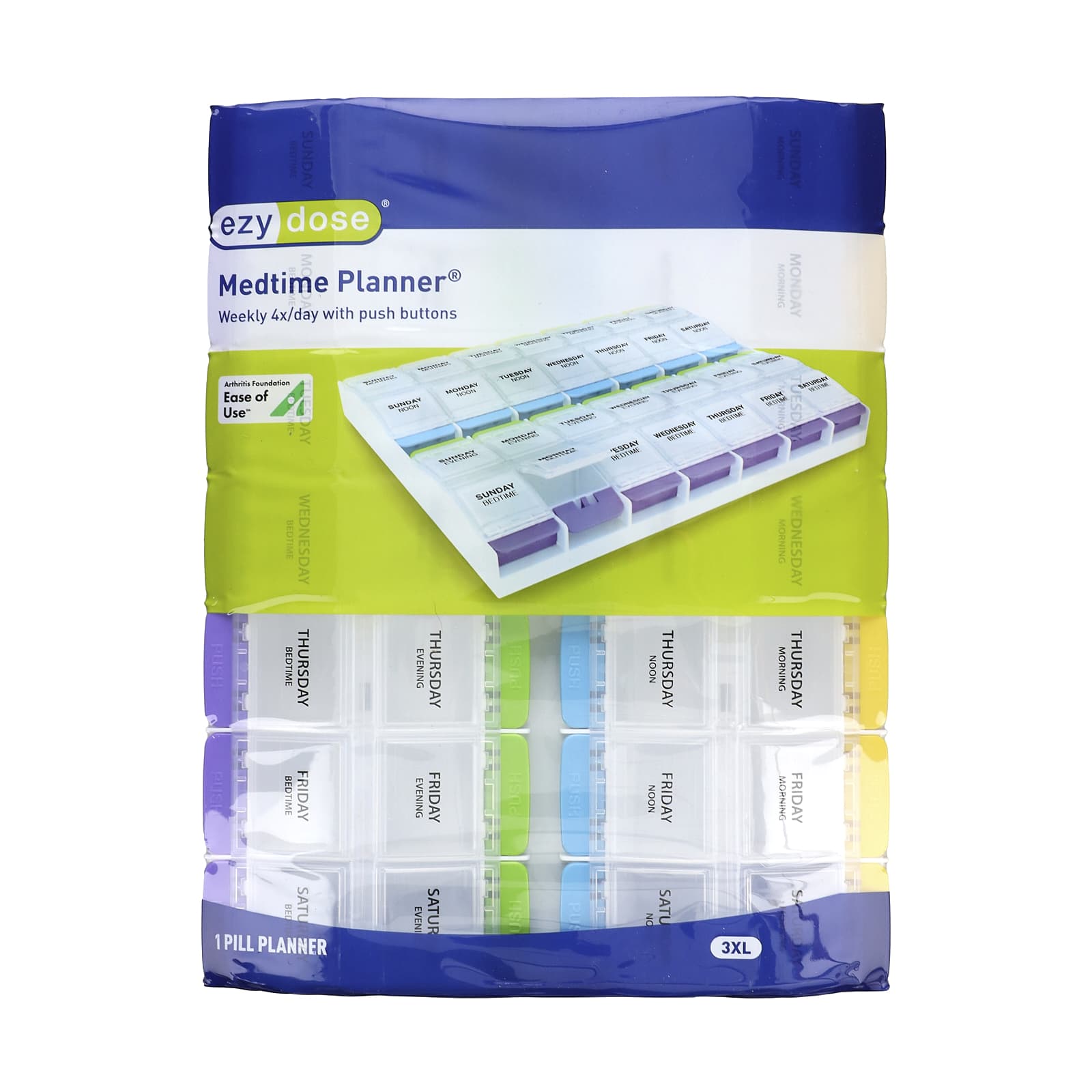 Ezy Dose Weekly Medication Planner with Push Buttons, 3XL - Image 1