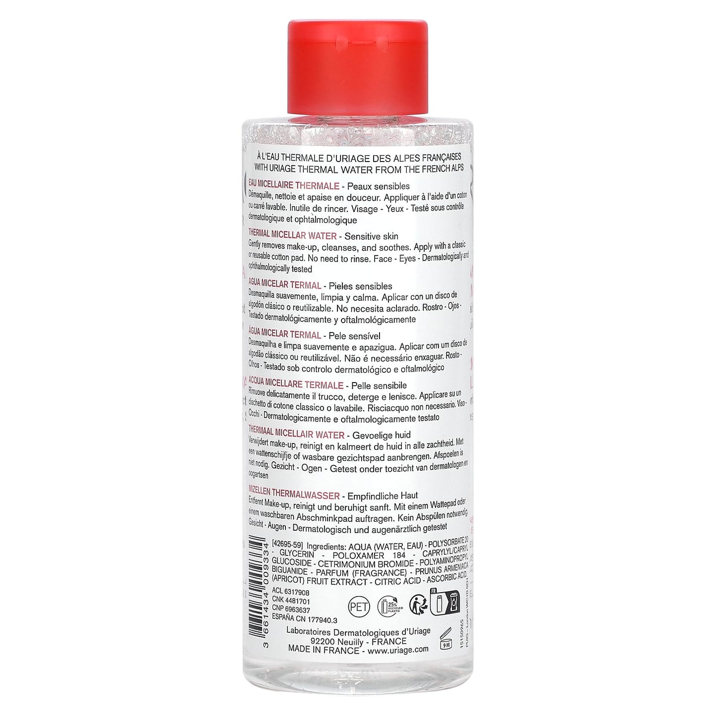 Uriage, Thermal Micellar Water with Apricot Extract, Sensitive Skin, 17 fl oz (500 ml) - Image 2