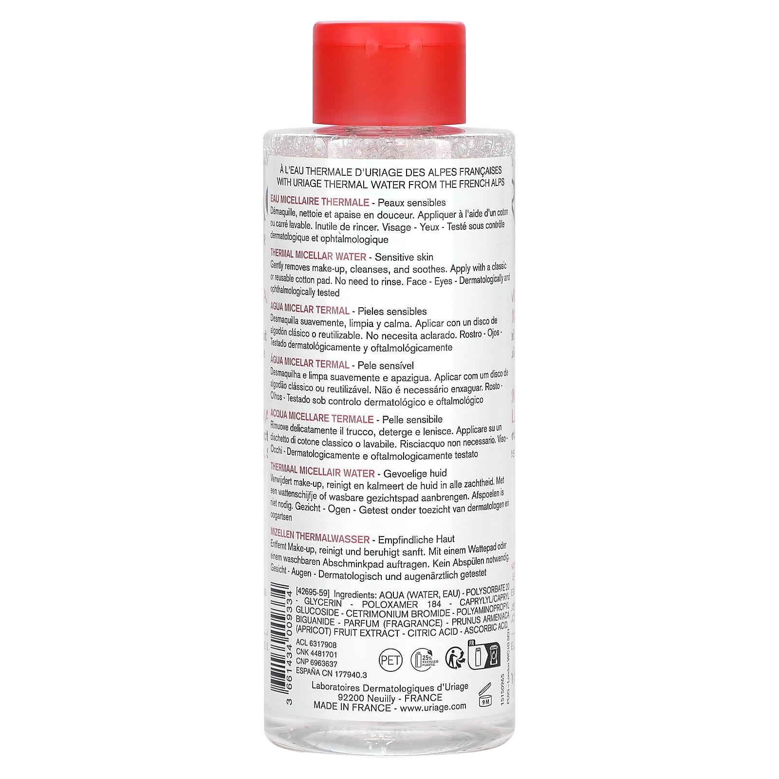 Uriage, Thermal Micellar Water with Apricot Extract, Sensitive Skin, 17 fl oz (500 ml) - Image 2