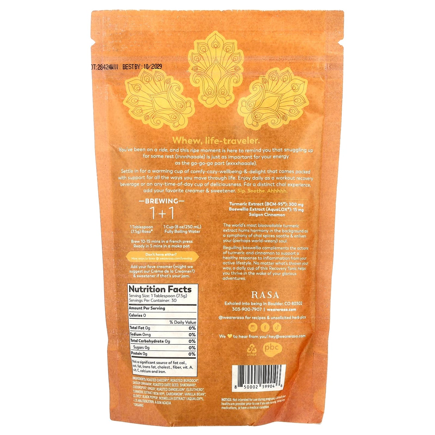 Rasa, Adaptogenic Recovery Tonic, Golden Chai, 8 oz (226 g) - Image 2