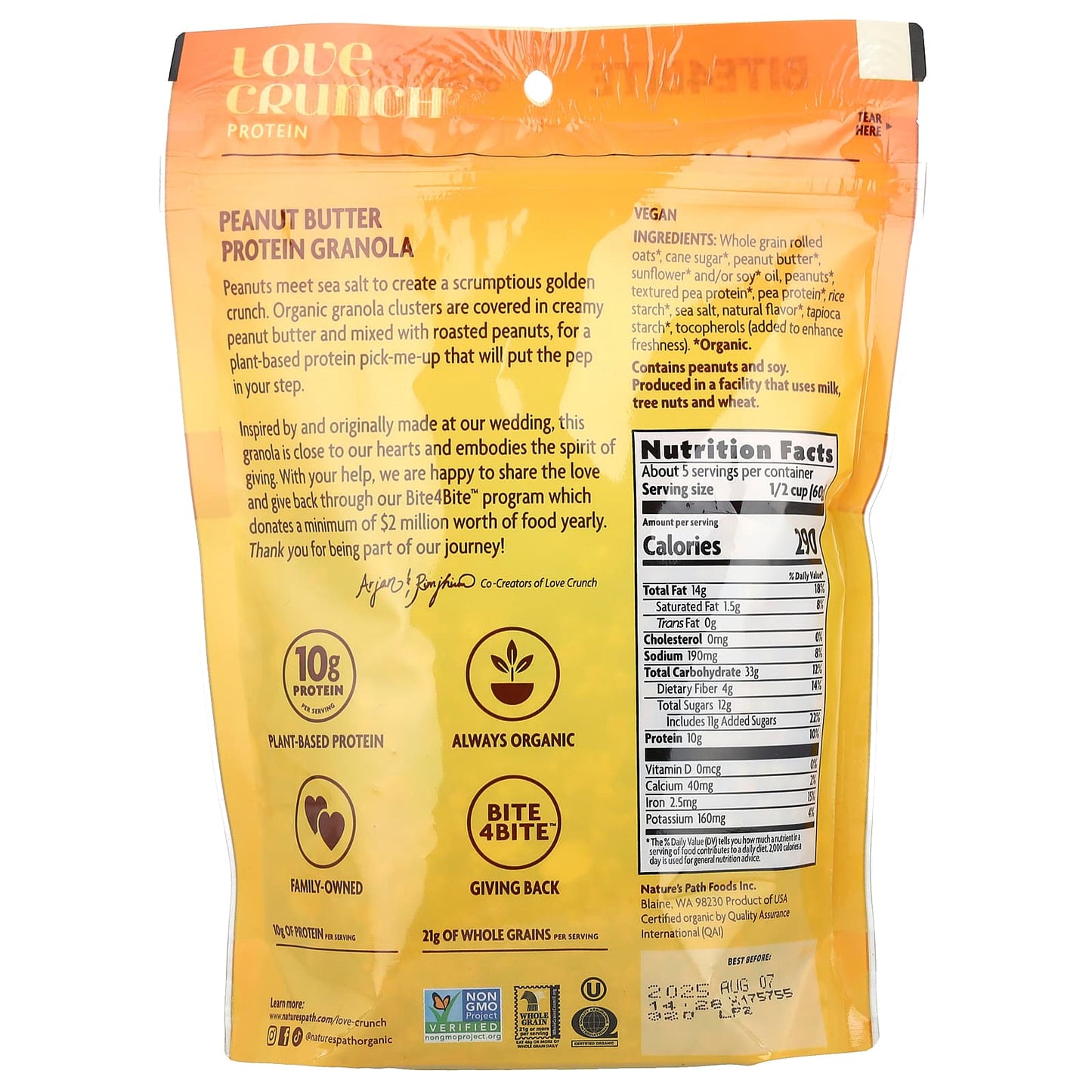 Nature's Path, Love Crunch®, Protein, Premium Organic Granola, Peanut Butter, 11 oz (312 g) - Image 2
