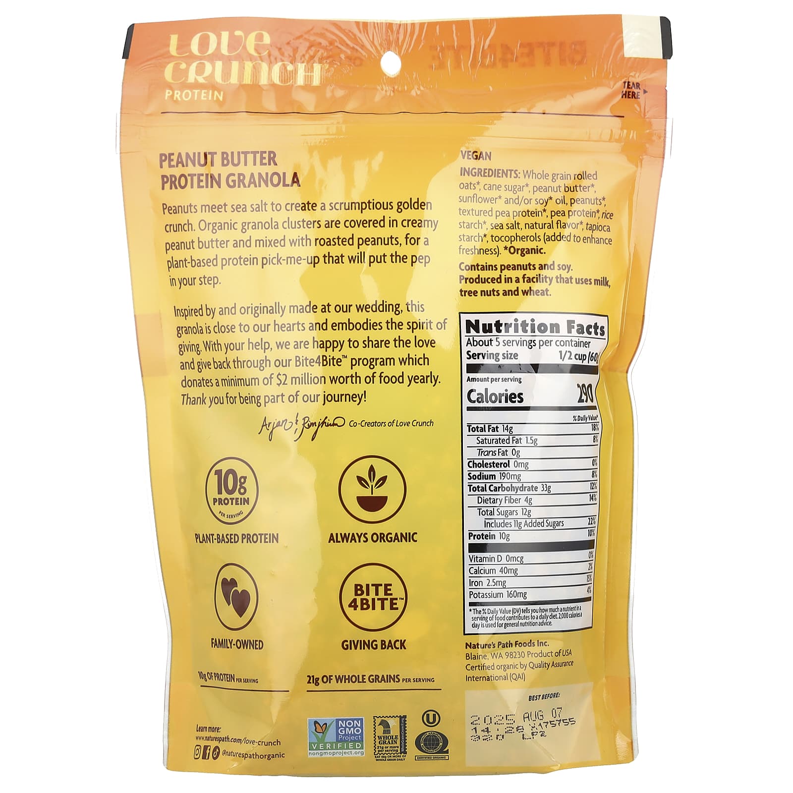 Nature's Path, Love Crunch®, Protein, Premium Organic Granola, Peanut Butter, 11 oz (312 g) - Image 2