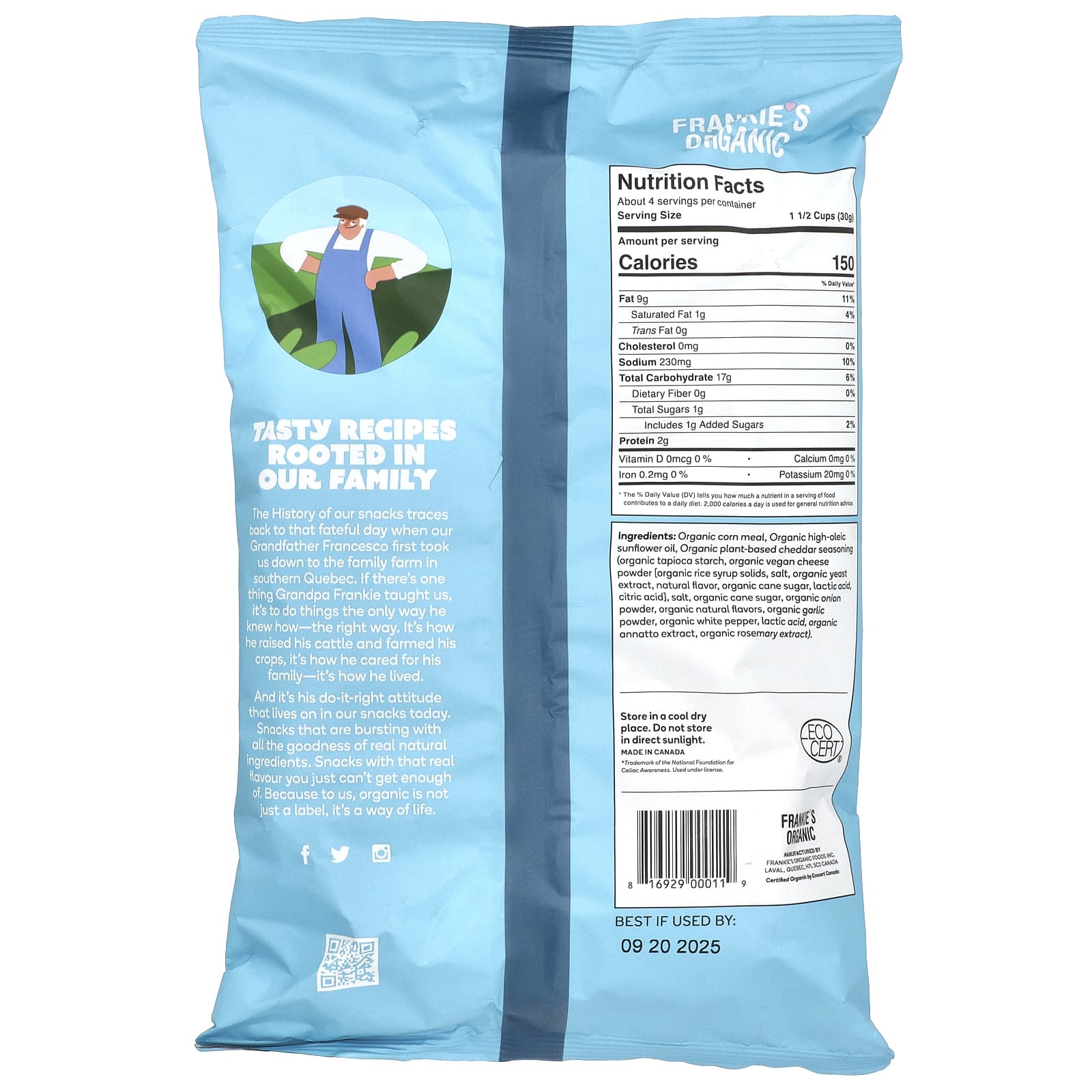 Vegan Cheddar Puffs by Frankie's Organic, USDA Organic, 4 oz - Image 2