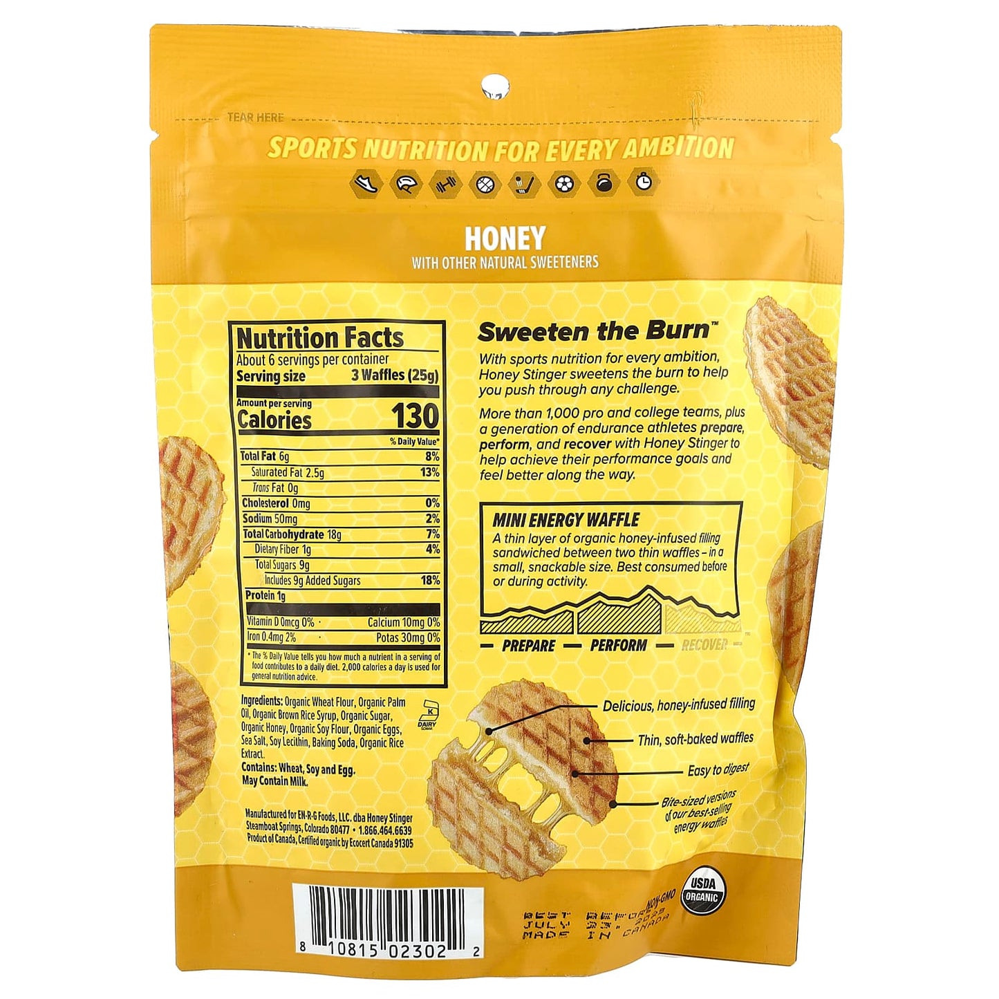 Organic Energy Waffles by Honey Stinger, Mini Snacks, 5.3 oz - Image 2