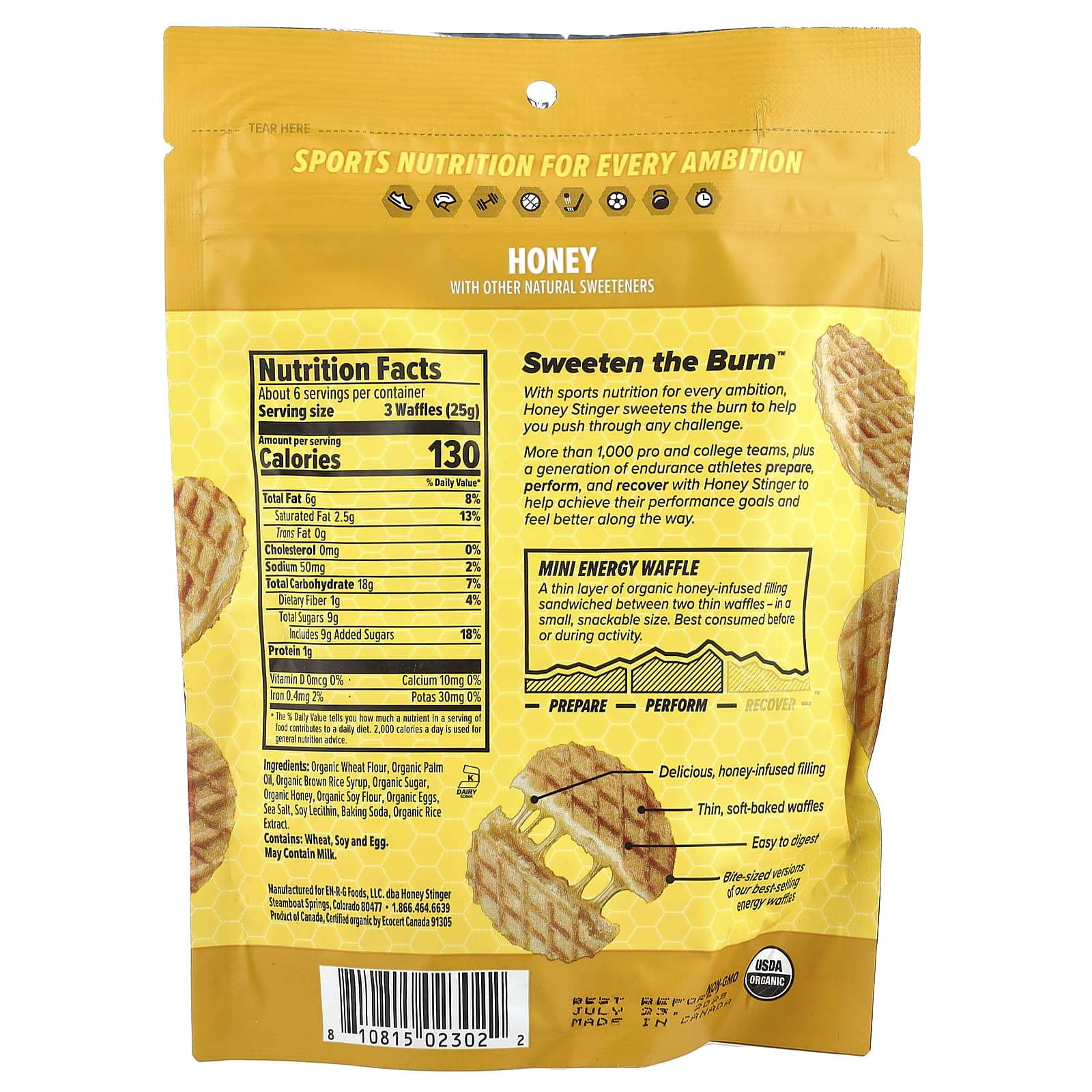 Organic Energy Waffles by Honey Stinger, Mini Snacks, 5.3 oz - Image 2