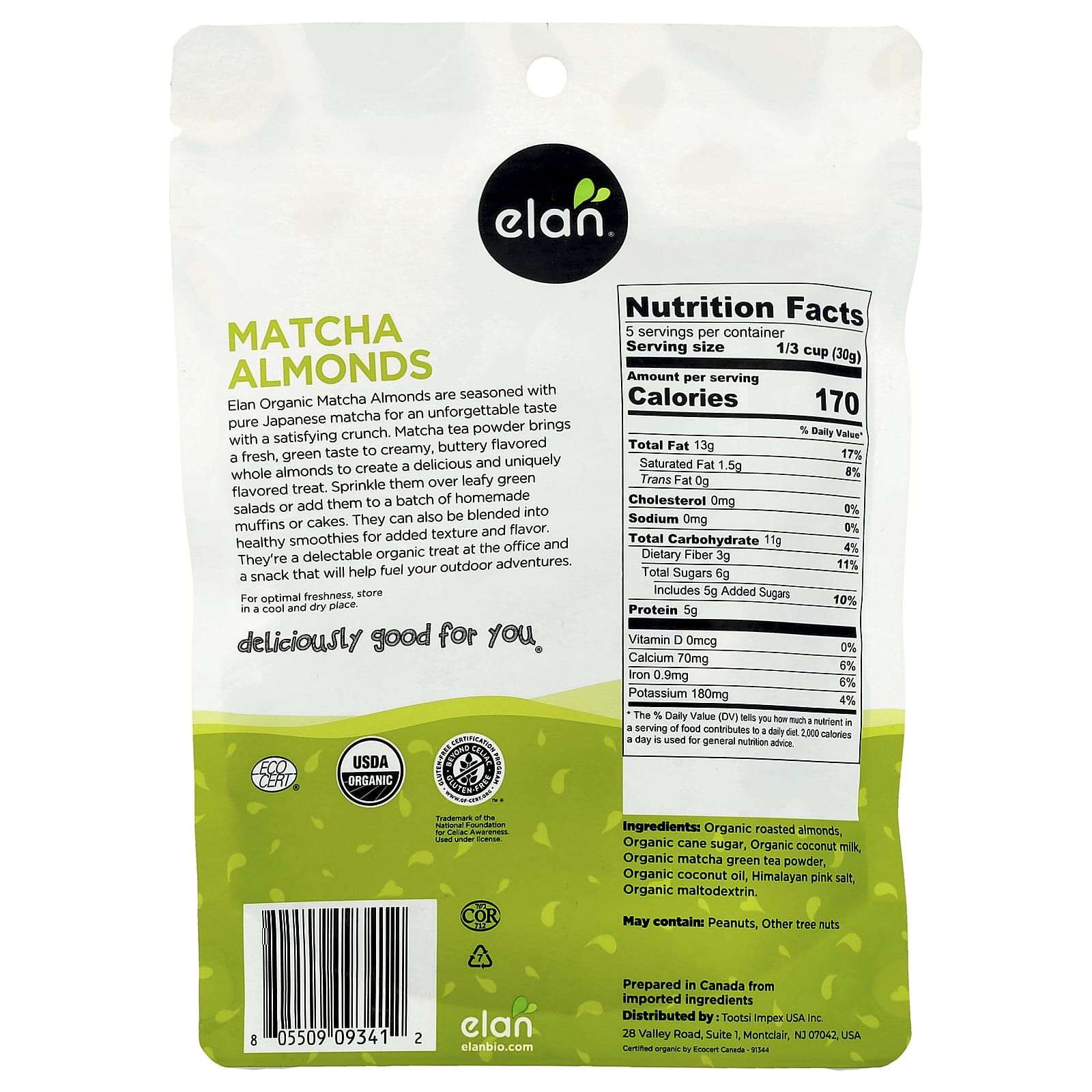 Matcha Infused Organic Almonds by Elan, 5.6 oz (160g) - Image 2