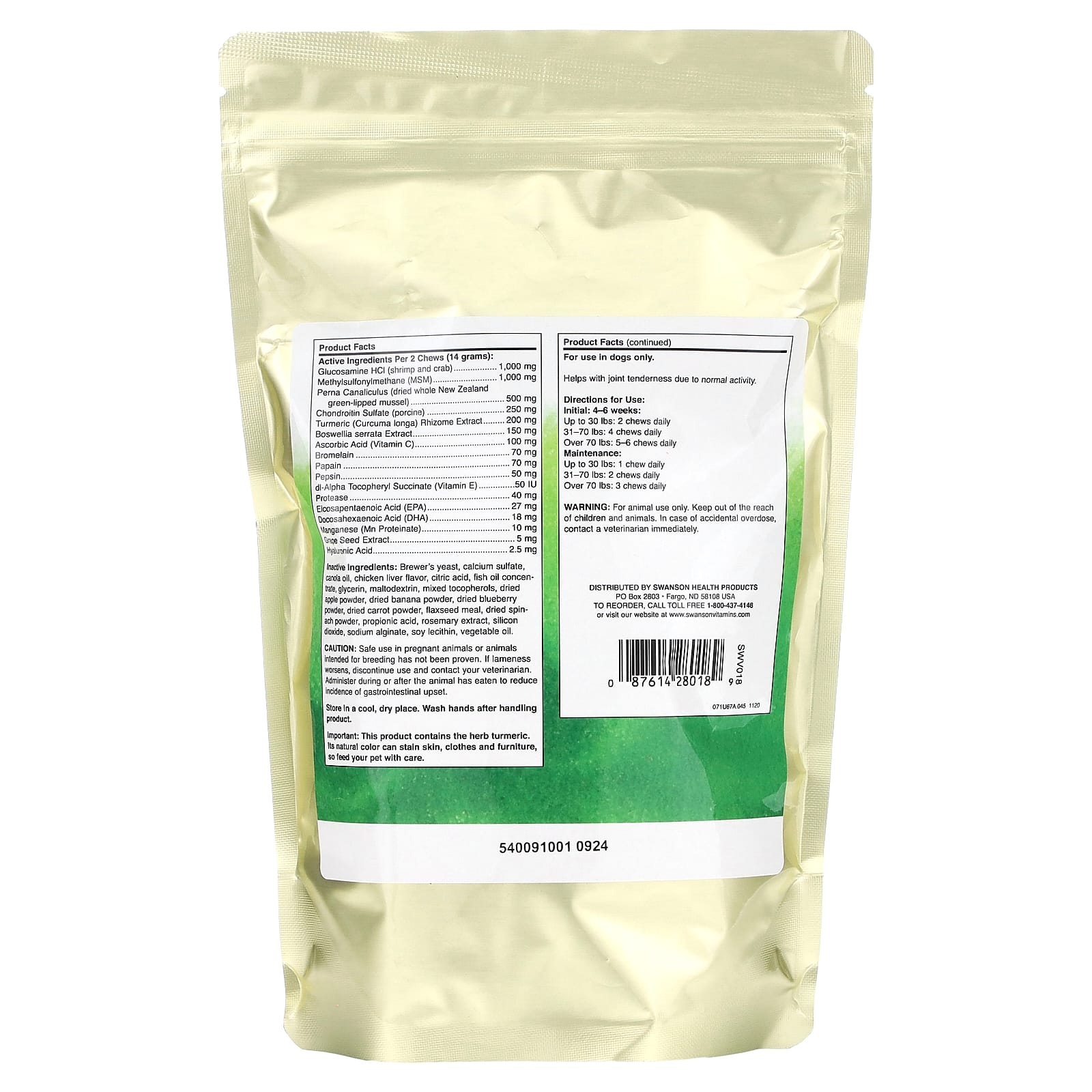 Swanson, Advanced Hip & Joint, For Dogs,  Chicken Liver, 45 Chews, 11.11 oz (315 g) - Image 2