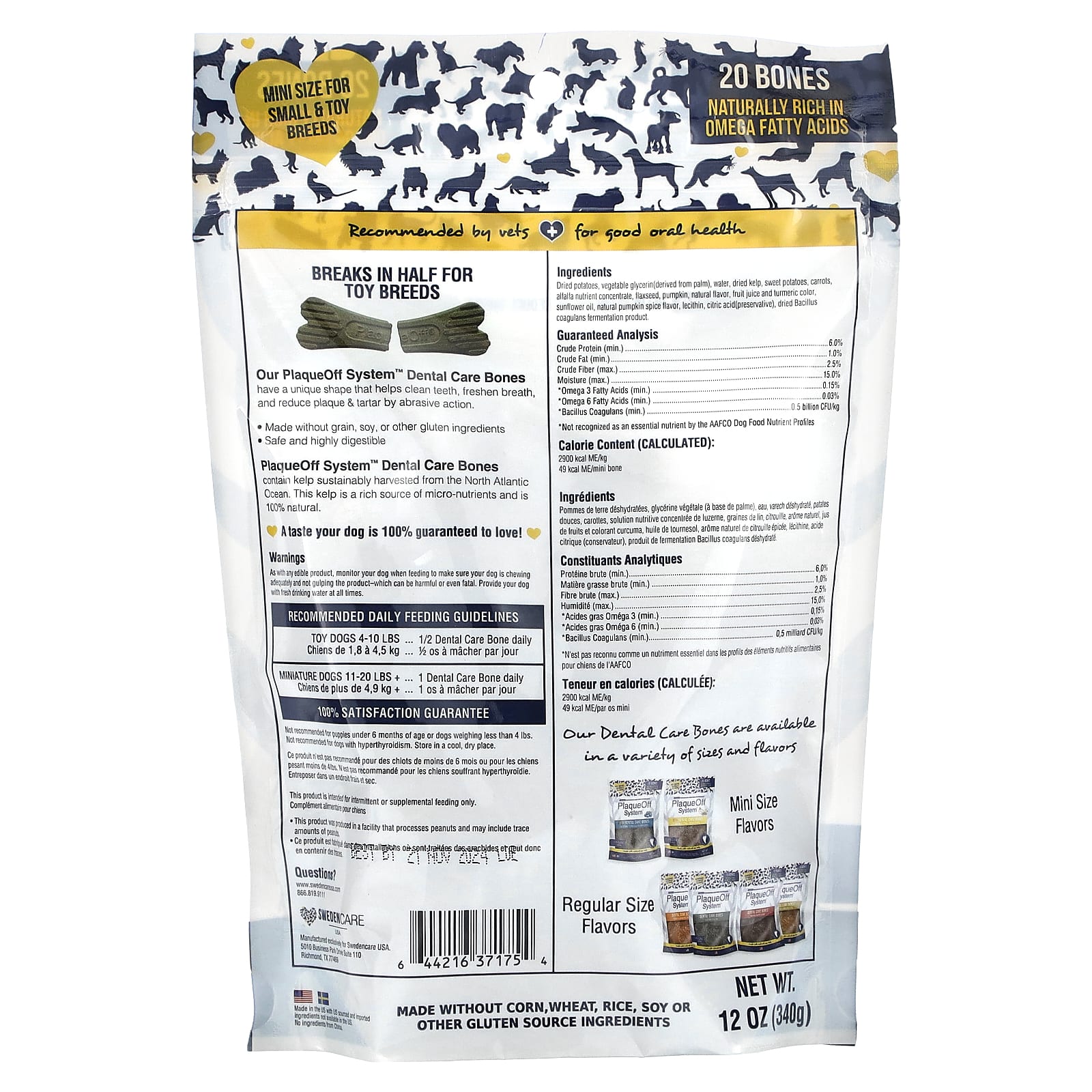 ProDen, PlaqueOff System, Mini Dental Care Bones, For Small & Toy Breed Dogs, Vegetable Fusion, 20 Bones, 12 oz (340 g) - Image 2