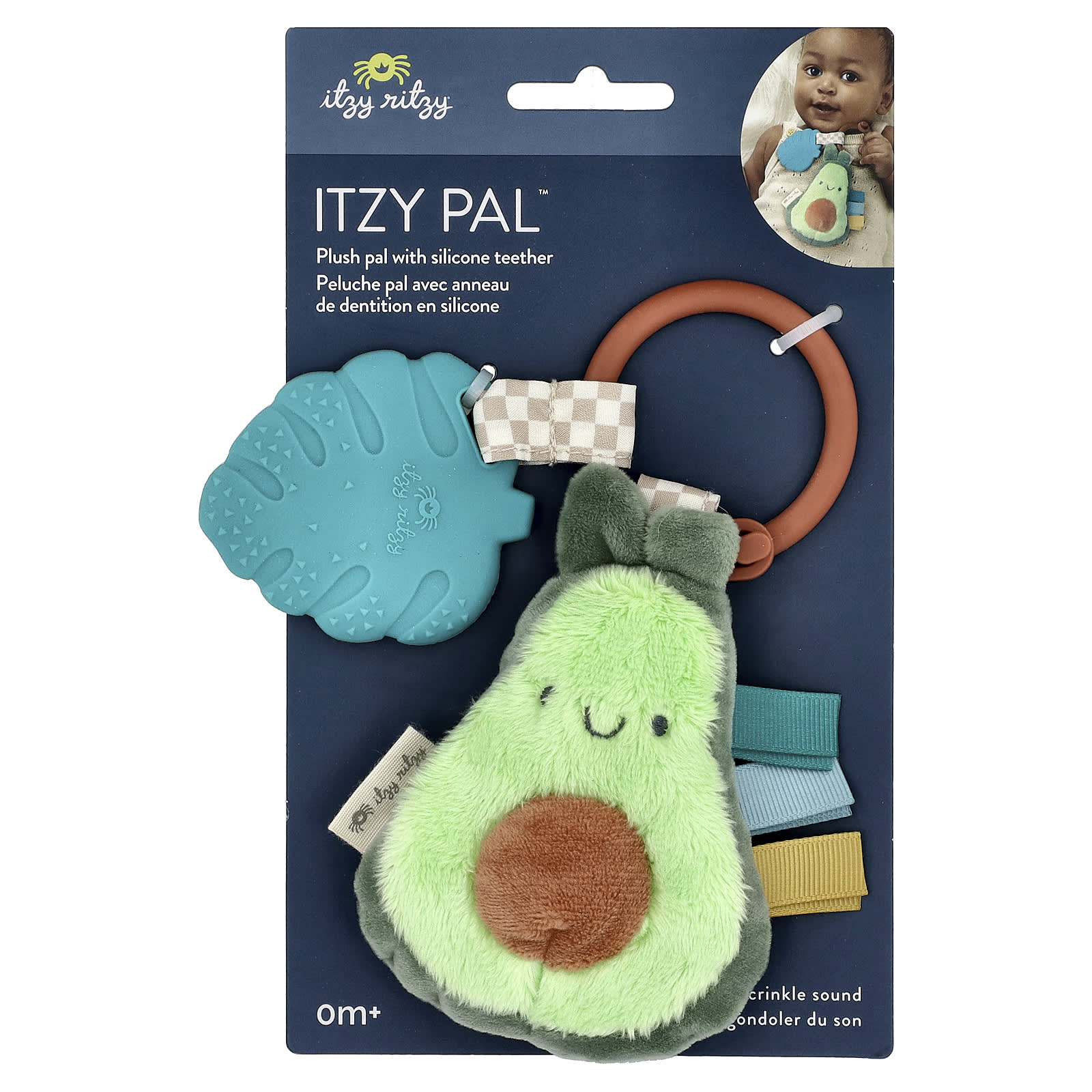 Soft Avocado Plush Toy with Teether for 0+ Months, Gentle Crinkle - Image 1