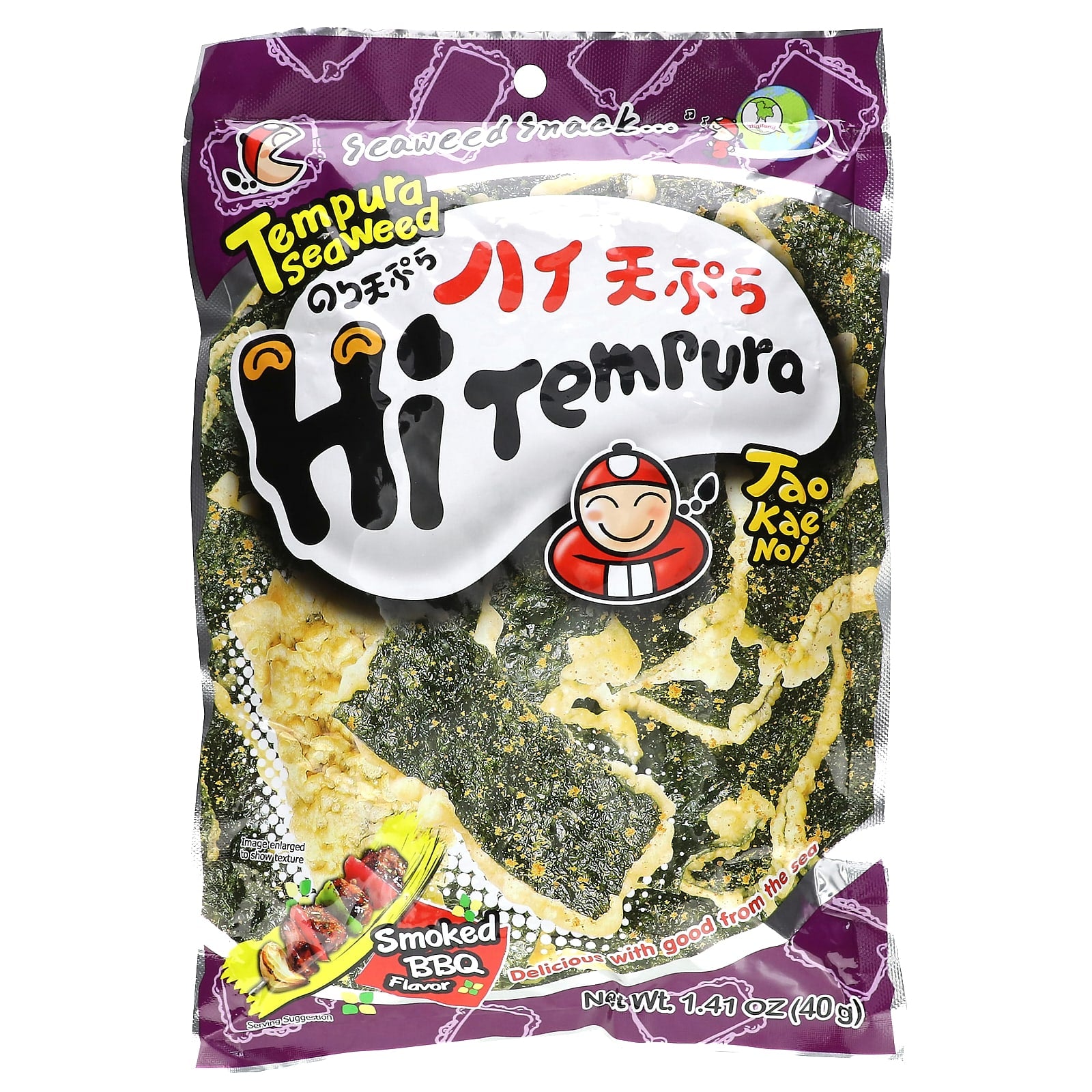 Tao Kae Noi, HiTempura Seaweed Snack, Smoked BBQ, 1.41 oz (40 g) - Image 1