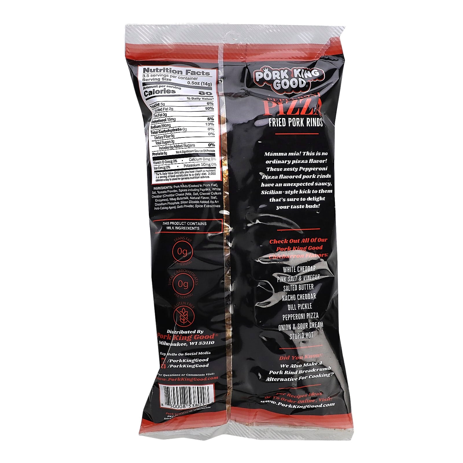Pork King Good, Flavored Chicharrones, Pepperoni Pizza, 1.75 oz (49.5 g) - Image 2