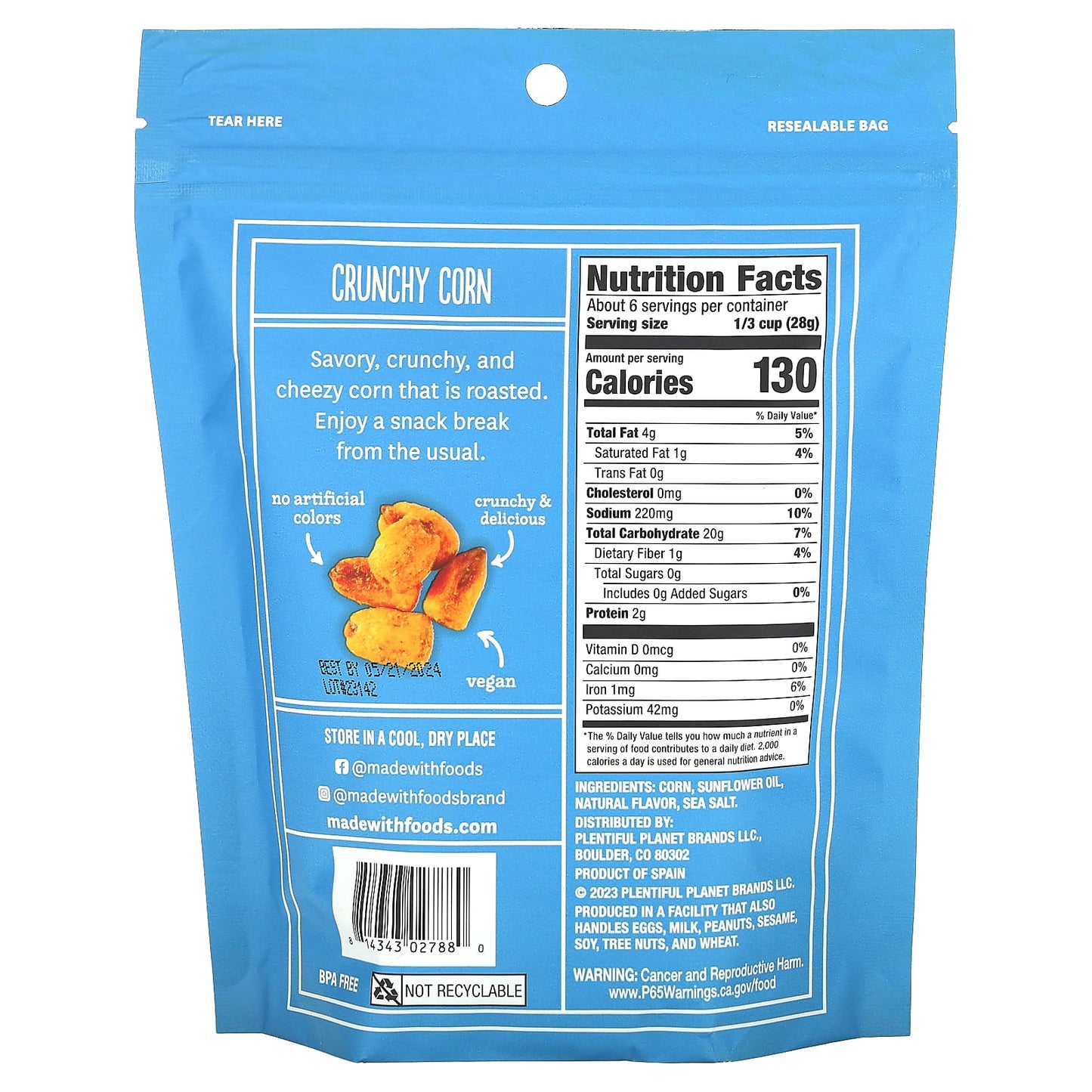 Made With, Vegan Crunchy Corn, Cheezy, 6 oz (170 g) - Image 2