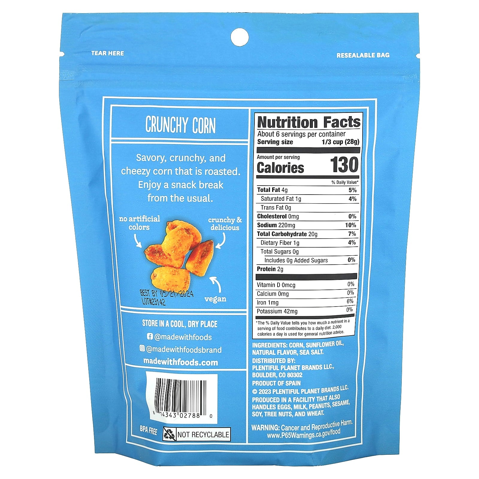 Made With, Vegan Crunchy Corn, Cheezy, 6 oz (170 g) - Image 2