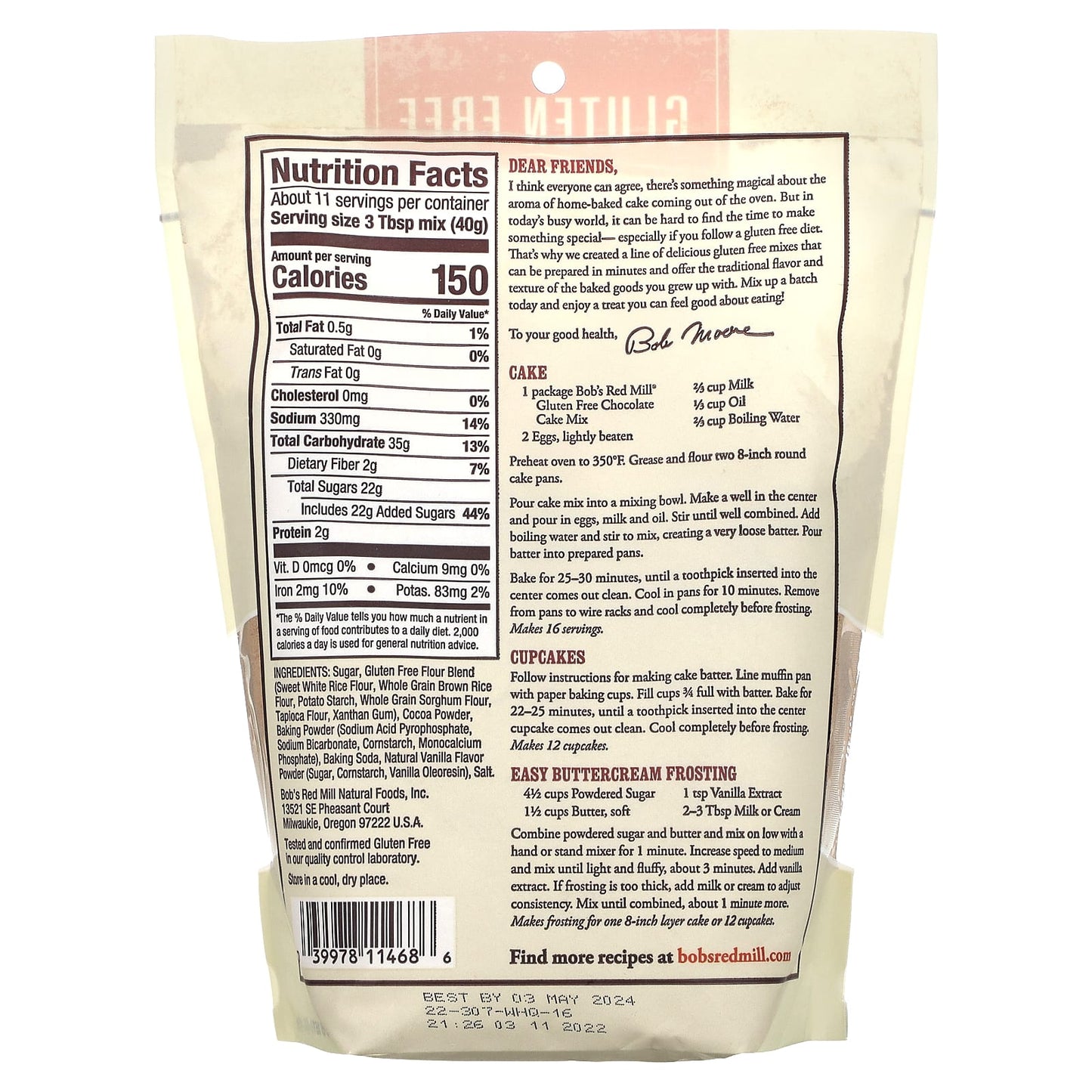 Bob's Red Mill Gluten Free Chocolate Cake Mix, 16 oz - No Added Gluten - Image 2
