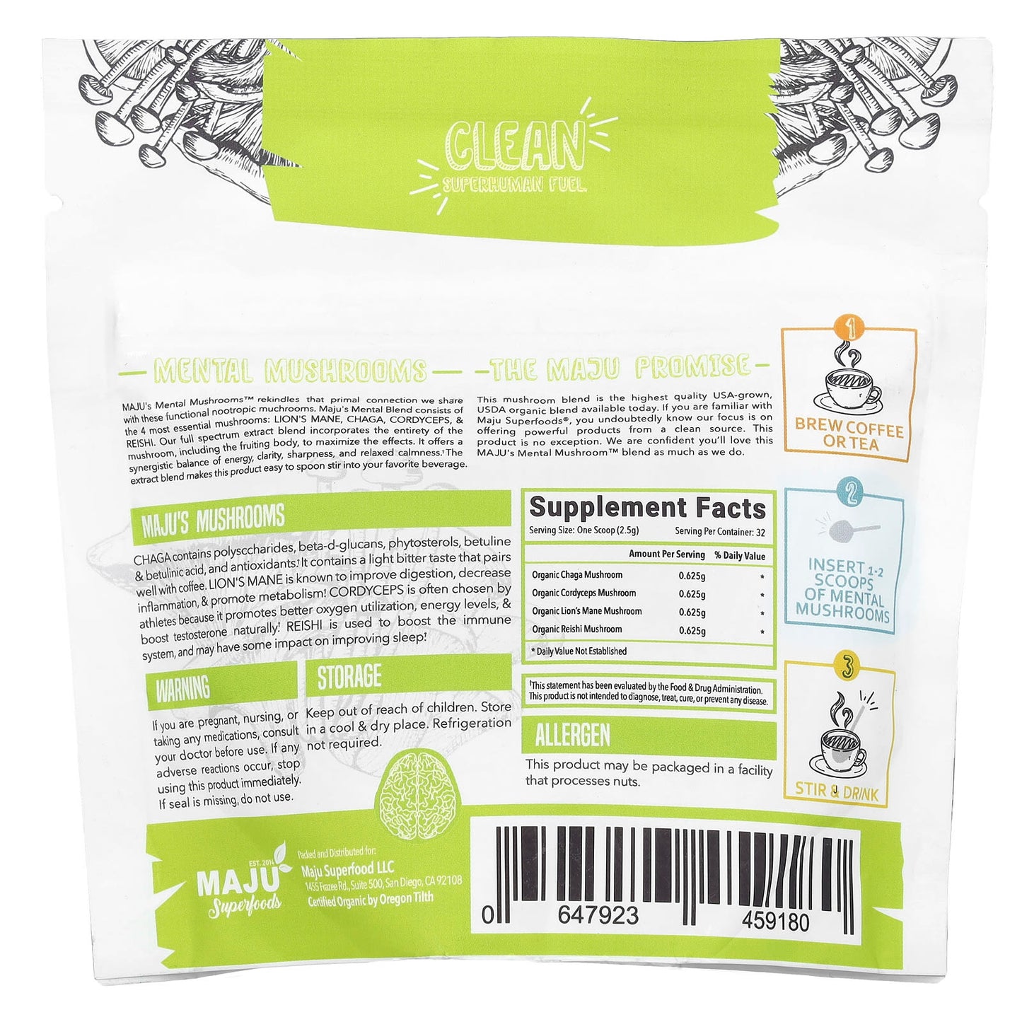 Maju Superfoods, Maju's Mental Mushrooms™, 2.82 oz (80 g) - Image 2